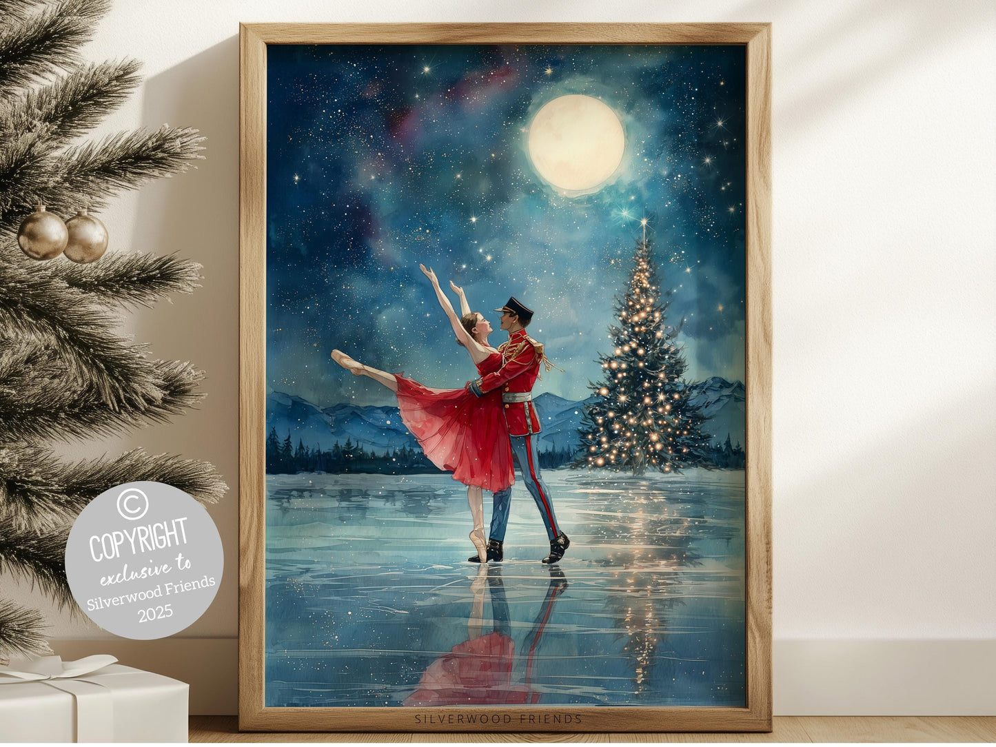 Nutcracker Ballet Christmas Print, Ballerina Christmas Printable Wall Art, Festive Christmas Holiday Decor, Vintage Christmas Digital Prints