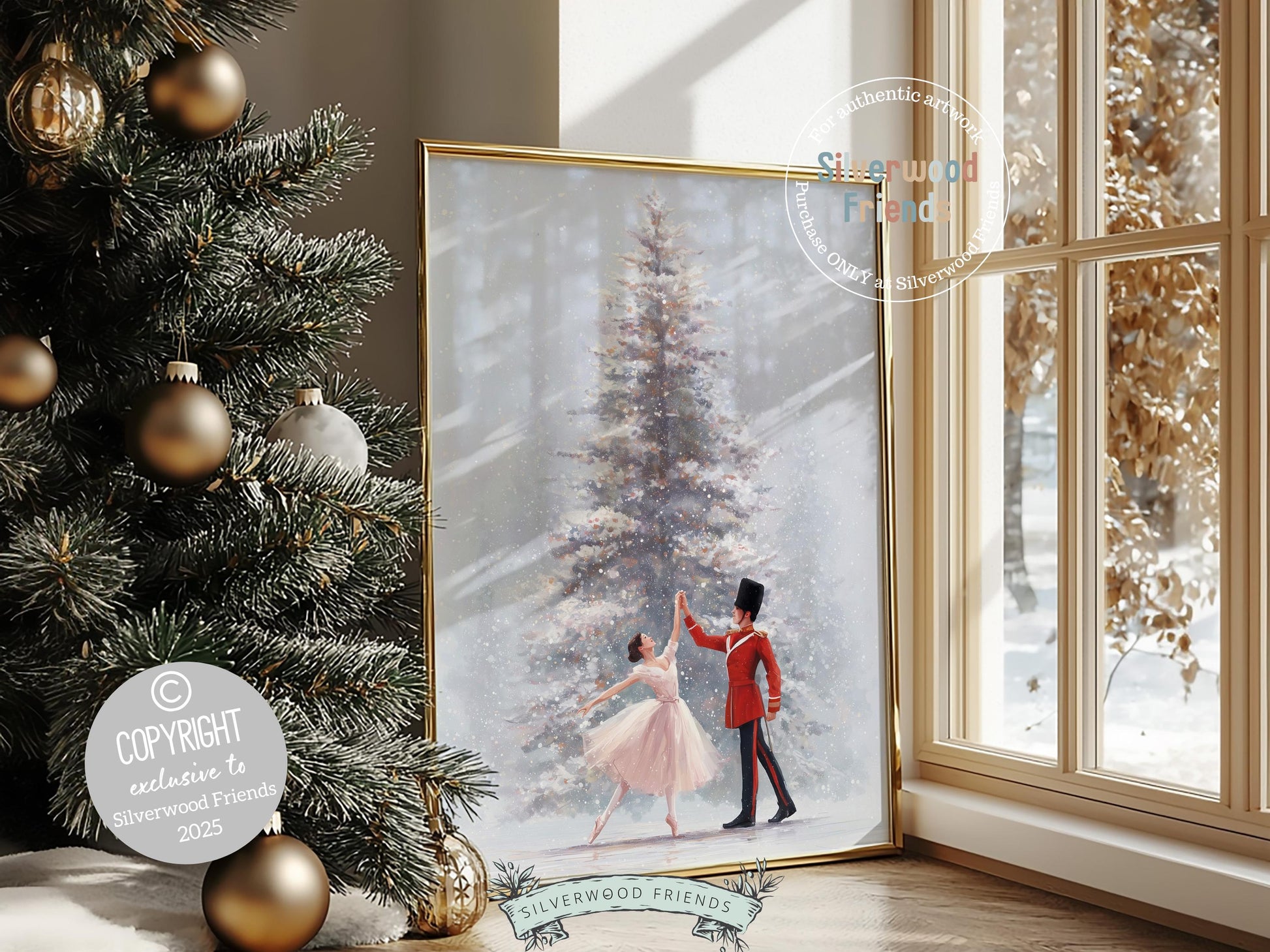 Nutcracker Ballet Christmas Print, Ballerina Christmas Printable Wall Art, Festive Christmas Holiday Decor, Vintage Christmas Digital Print