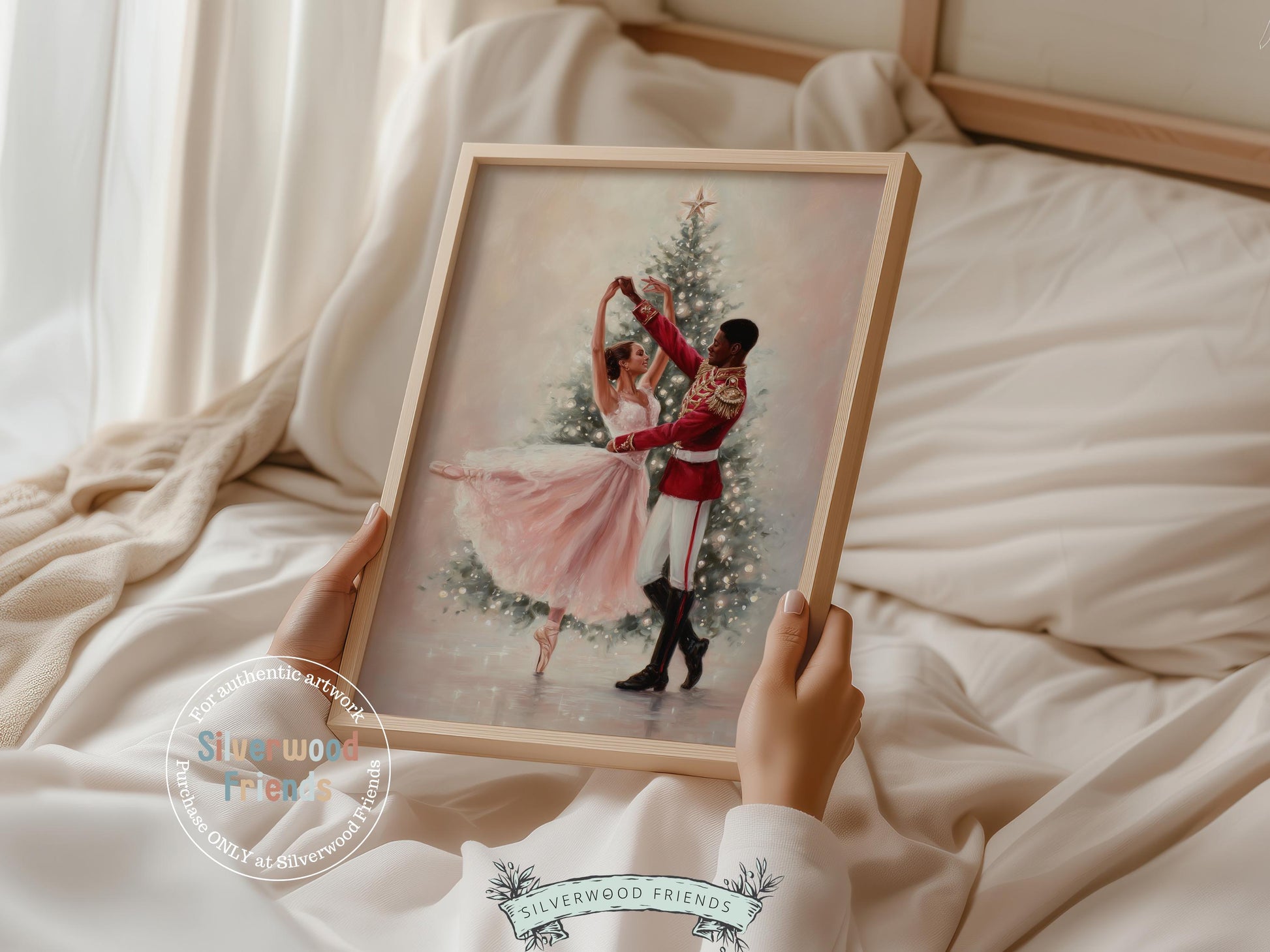 Nutcracker Ballet Christmas Print, African American Ballerina Christmas Printable Wall Art, Holiday Decor, Vintage Christmas Digital Print