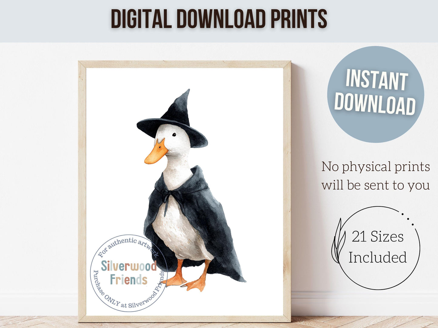 Set of 3 Duck Halloween Nursery Prints, Spooky Duck Nursery Decor, Halloween Nursery Wall Art, Kids Farm Animal Wall Decor Digital Print