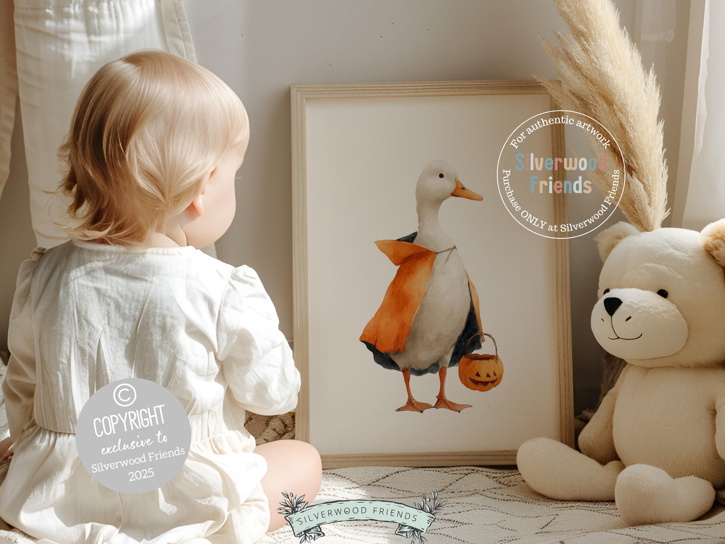 Set of 3 Duck Halloween Nursery Prints, Spooky Duck Nursery Decor, Halloween Nursery Wall Art, Kids Farm Animal Wall Decor Digital Print