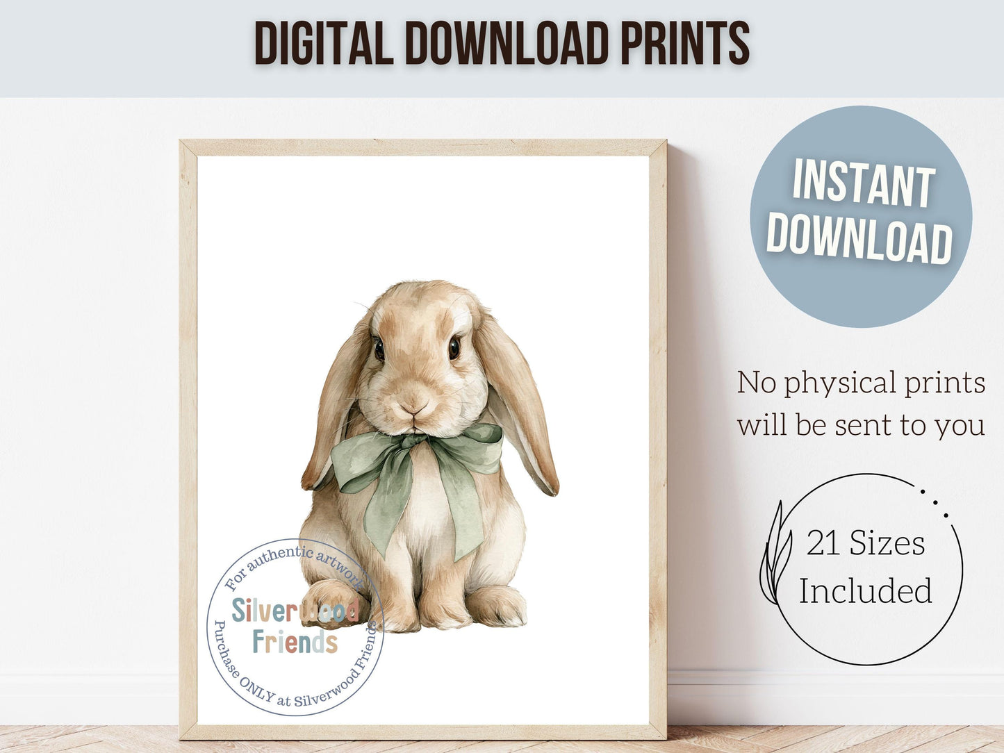 Bunny Nursery Prints, Sage Green Woodland Bunny Nursery Decor, Neutral Nursery Wall Art, Easter Decor Poster, Spring Artwork Digital Print