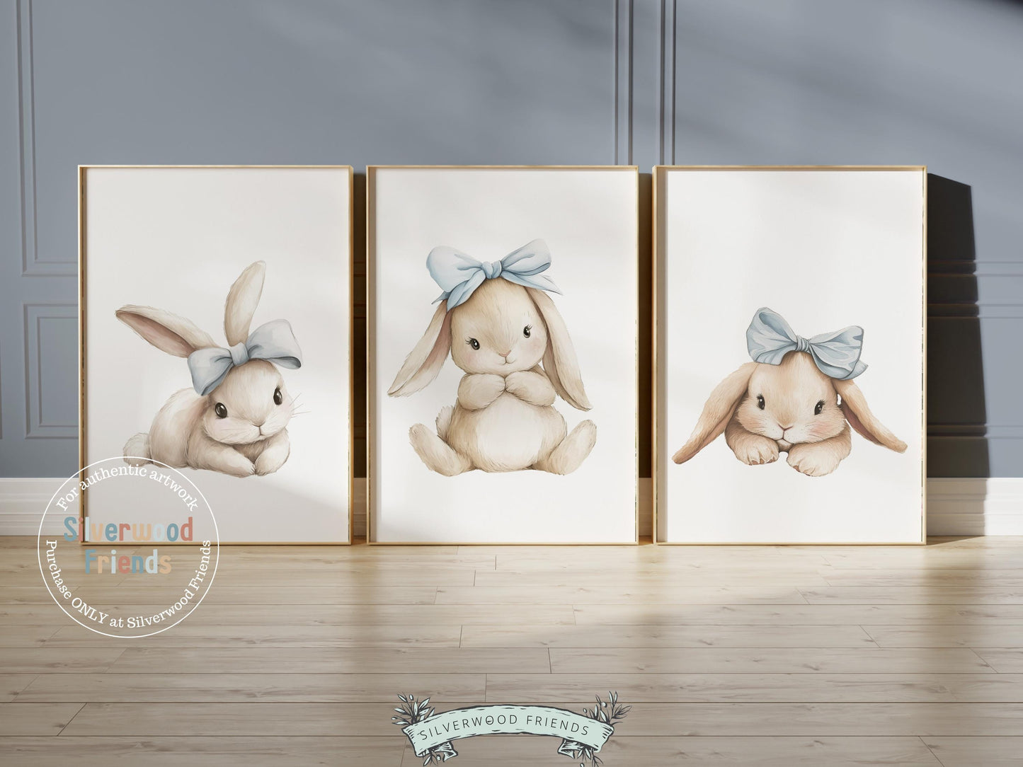 Baby Boys Bunny Nursery Prints, Baby Boy Woodland Bunny Nursery Decor, Nursery Wall Art, Easter Decor Poster, Spring Artwork Digital Print