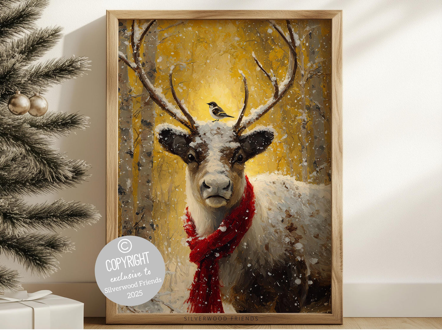 Reindeer Print, Christmas Printable Wall Art, Winter Deer Forest Print, Rudolph Wall Art, Rustic Vintage Farmhouse Christmas Digital Print