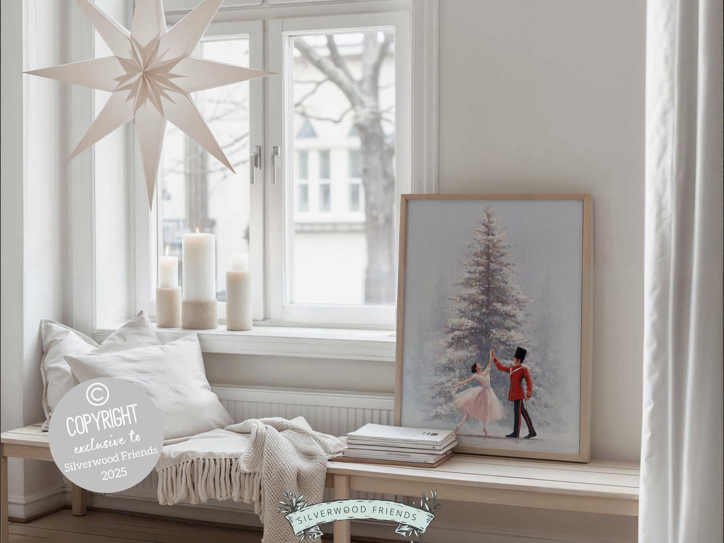Nutcracker Ballet Christmas Print, Ballerina Christmas Printable Wall Art, Festive Christmas Holiday Decor, Vintage Christmas Digital Print