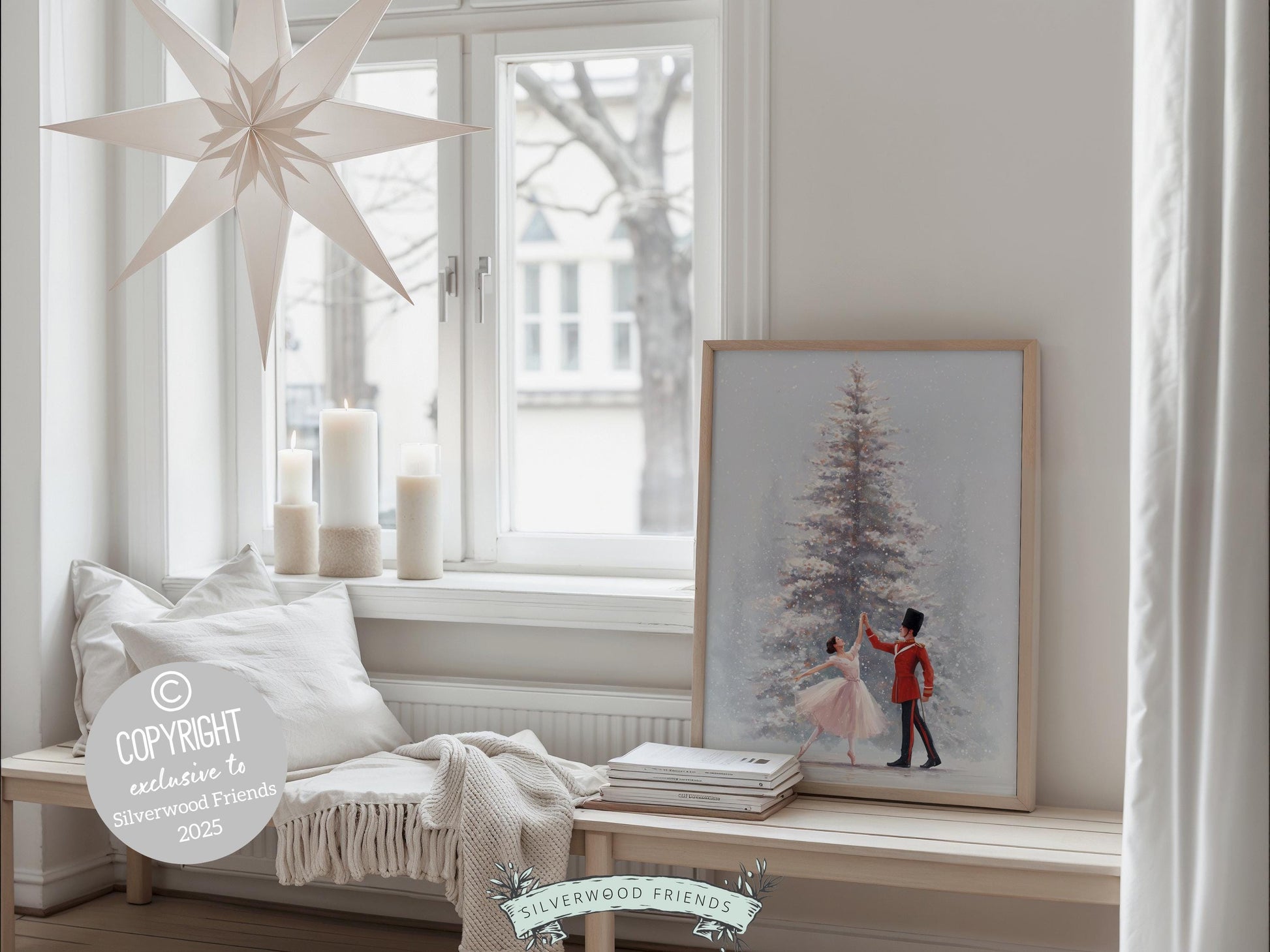 Nutcracker Ballet Christmas Print, Ballerina Christmas Printable Wall Art, Festive Christmas Holiday Decor, Vintage Christmas Digital Print
