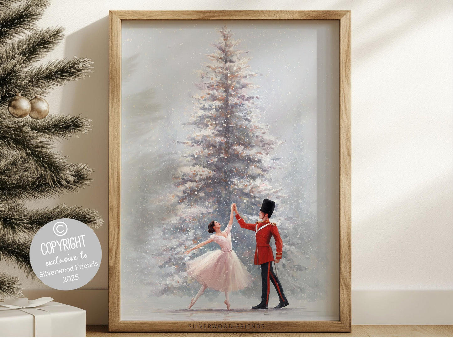 Nutcracker Ballet Christmas Print, Ballerina Christmas Printable Wall Art, Festive Christmas Holiday Decor, Vintage Christmas Digital Print
