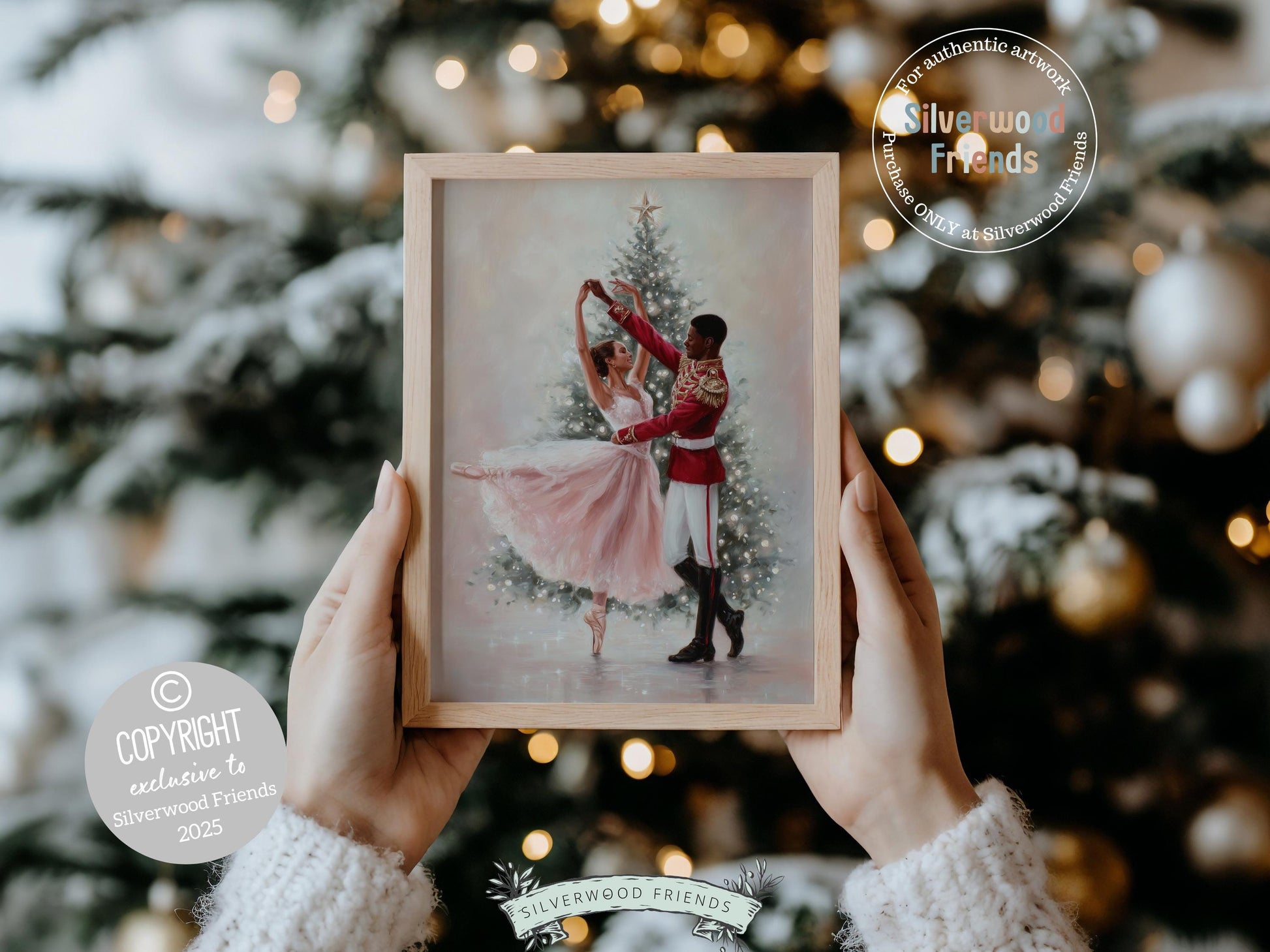 Nutcracker Ballet Christmas Print, African American Ballerina Christmas Printable Wall Art, Holiday Decor, Vintage Christmas Digital Print