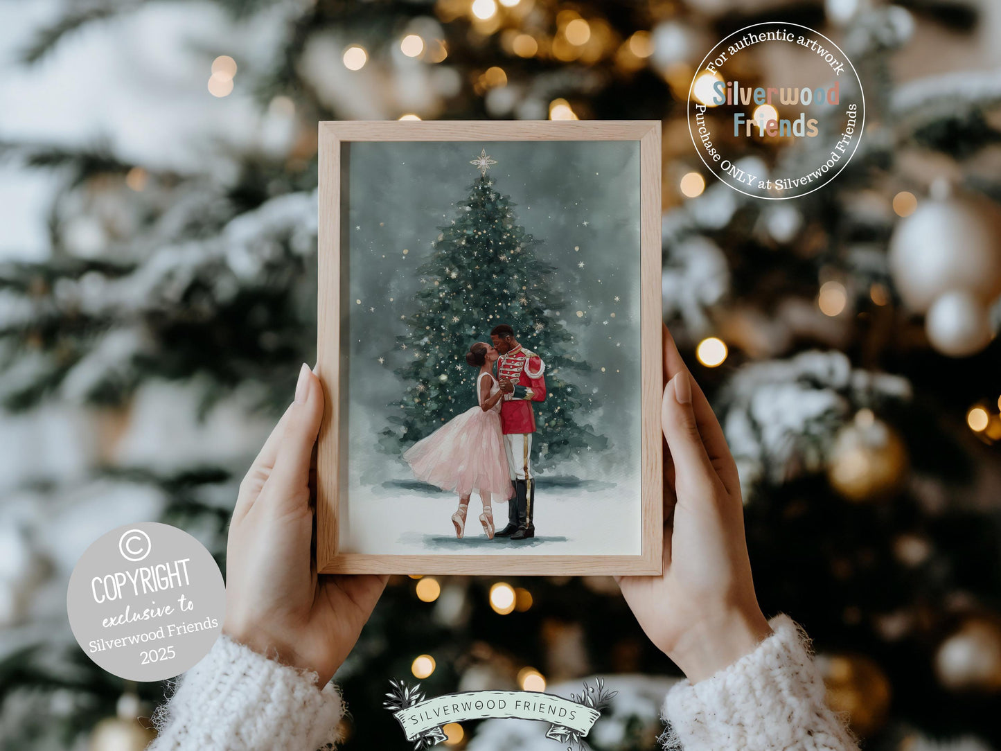 Nutcracker Ballet Christmas Print, African American Ballerina Christmas Printable Wall Art, Holiday Decor, Vintage Christmas Digital Print