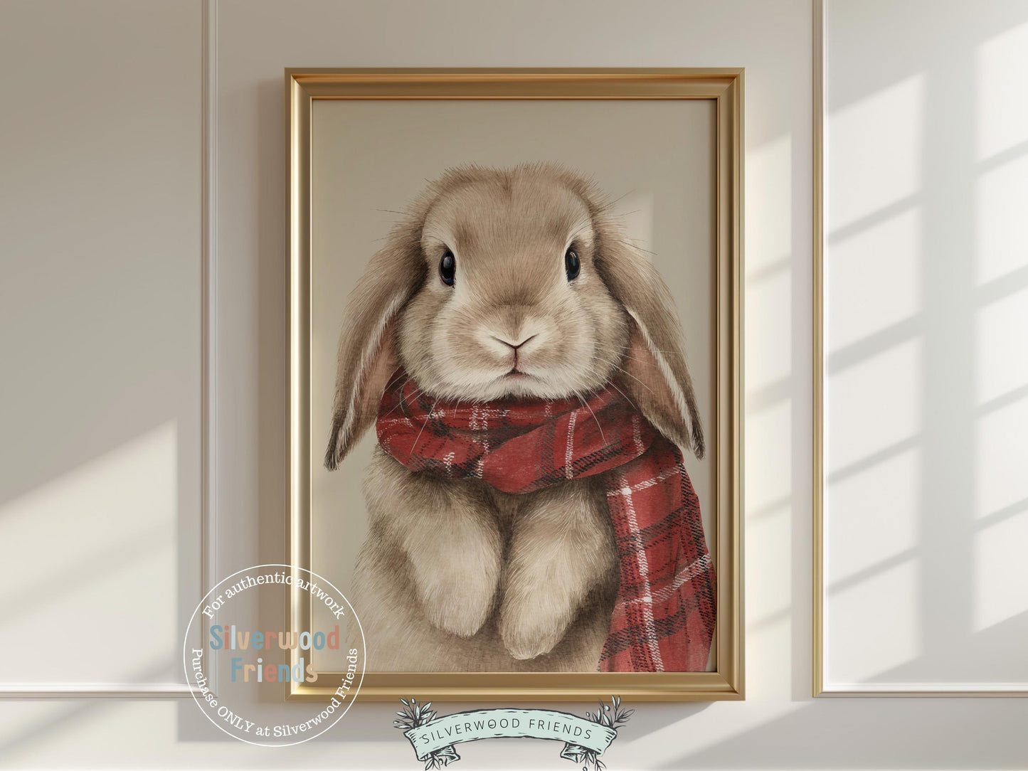 Christmas Bunny Rabbit Print, Woodland Bunny Christmas Decor, Christmas Printable Wall Art, Farmhouse Woodland Christmas Digital Print