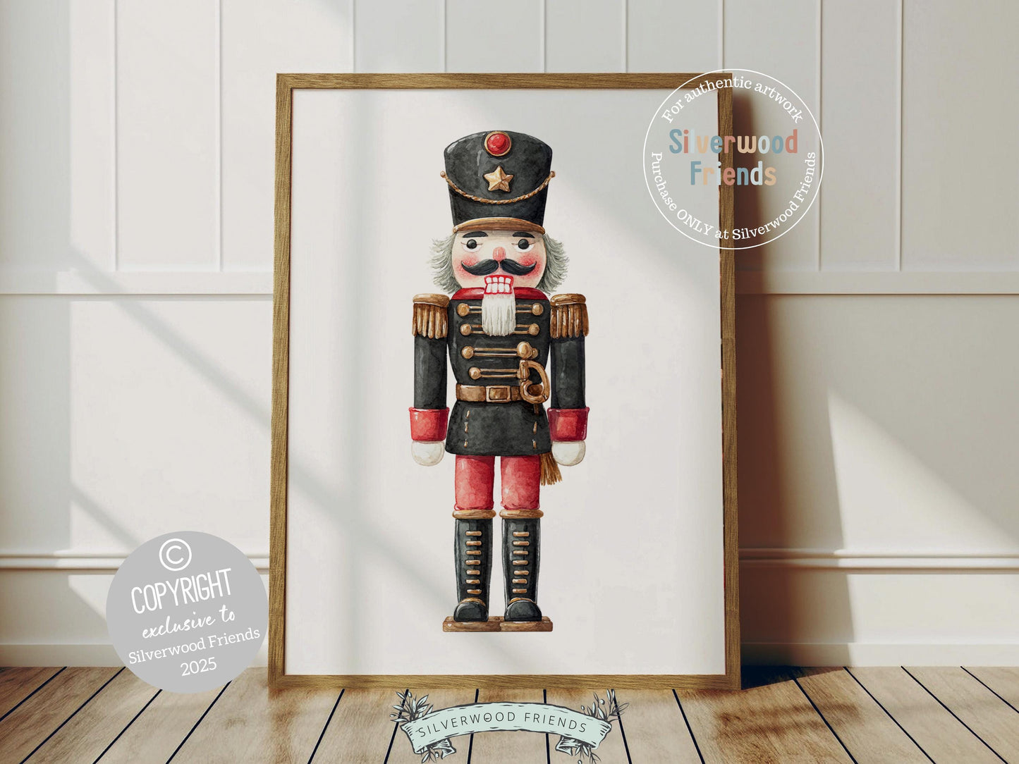 Set of 3 Christmas Nutcracker Prints, Watercolour Vintage Nutcracker Poster, Festive Christmas Holiday Wall Decor Digital Print