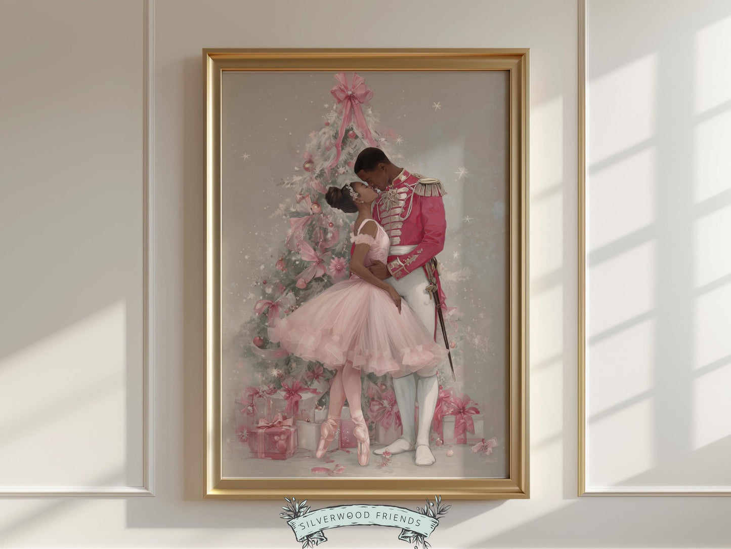 African American Nutcracker Ballet Christmas Print, Black Ballerina and Nutcracker Christmas Printable Wall Art, Digital Download
