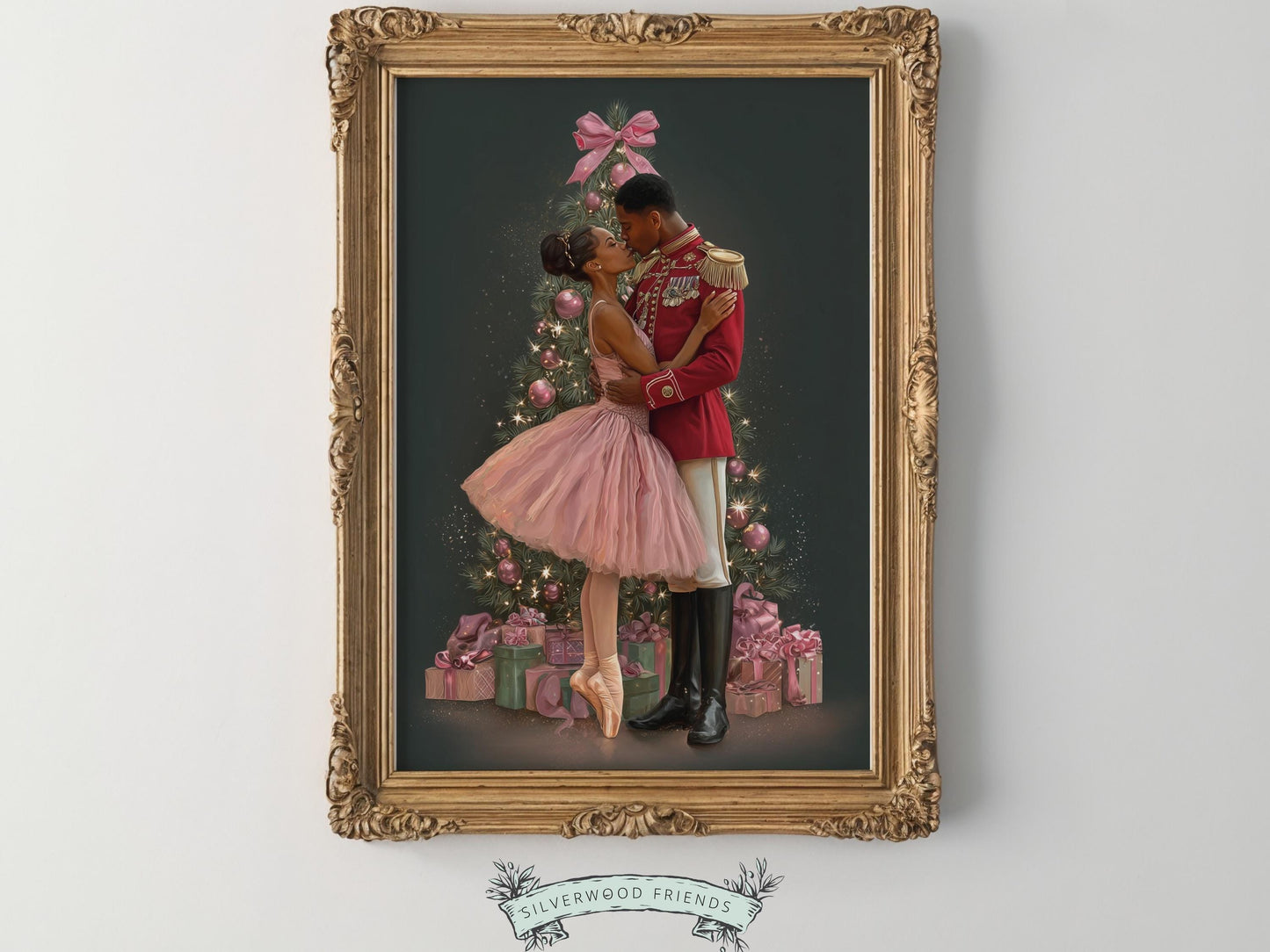 African American Nutcracker Ballet Christmas Print, Black Ballerina and Nutcracker Christmas Printable Wall Art Digital Download