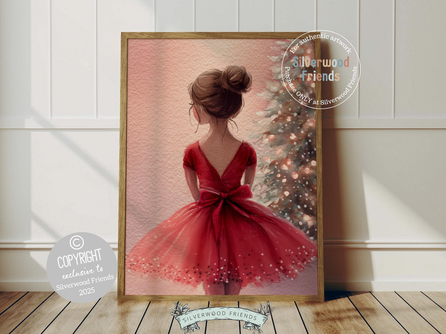 Set of 3 Ballerina Christmas Prints, Watercolour Nutcracker Ballet Christmas Poster, Festive Christmas Tree Holiday Wall Decor Digital Print