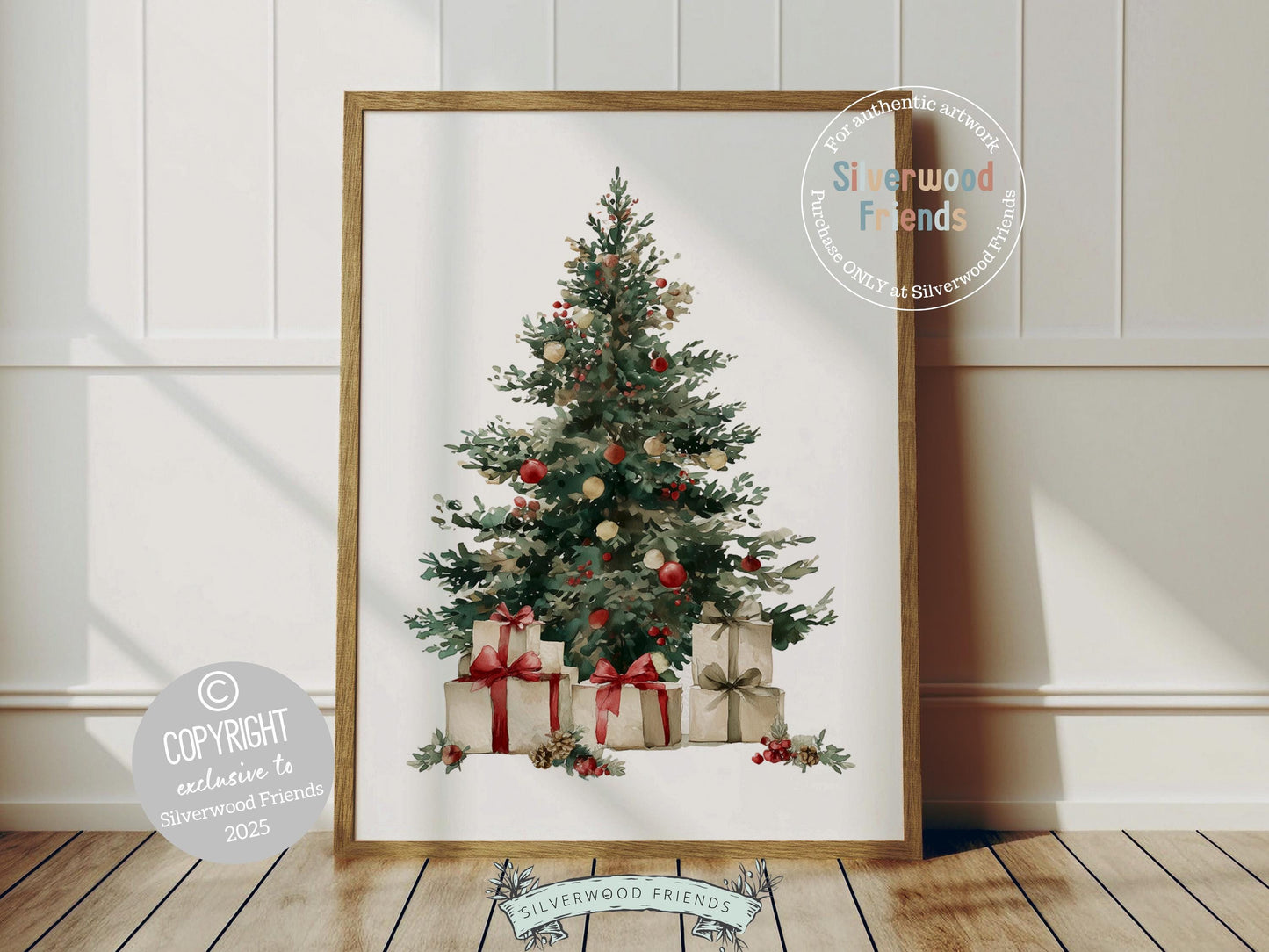 Set of 3 Vintage Christmas Prints, Christmas Wreath Printable Wall Art, Mistletoe Painting, Holiday Hosting Decorating Digital Print