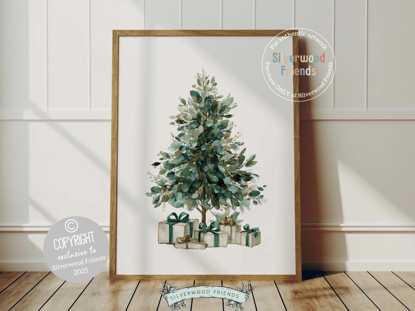 Set of 3 Vintage Christmas Prints, Emerald Green Festive Printable Wall Art, Mistletoe Painting, Christmas Tree Poster Digital Print