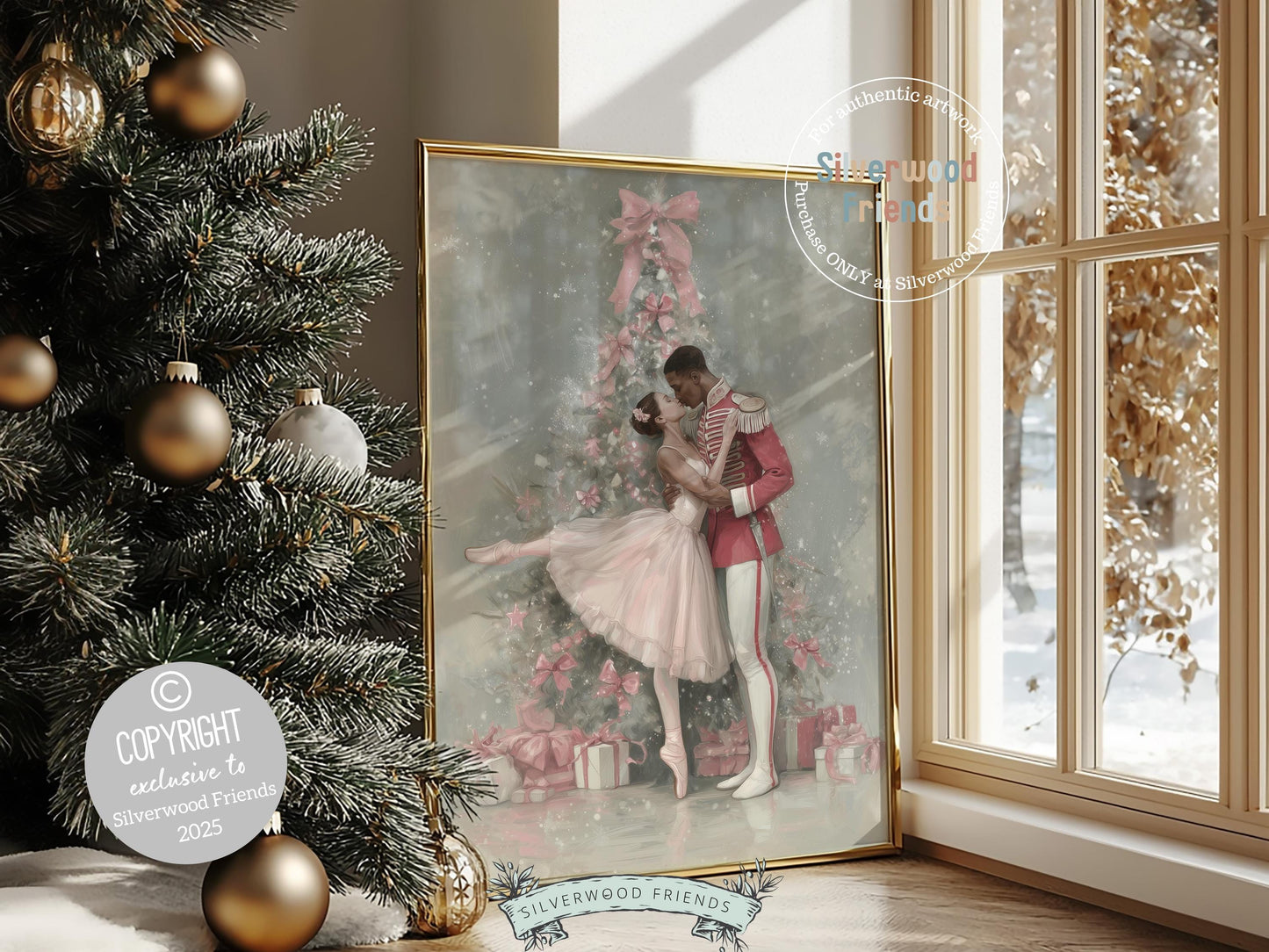 Nutcracker Ballet Christmas Print, African American Nutcracker Ballerina Christmas Printable Wall Art, Black People Christmas Digital Print