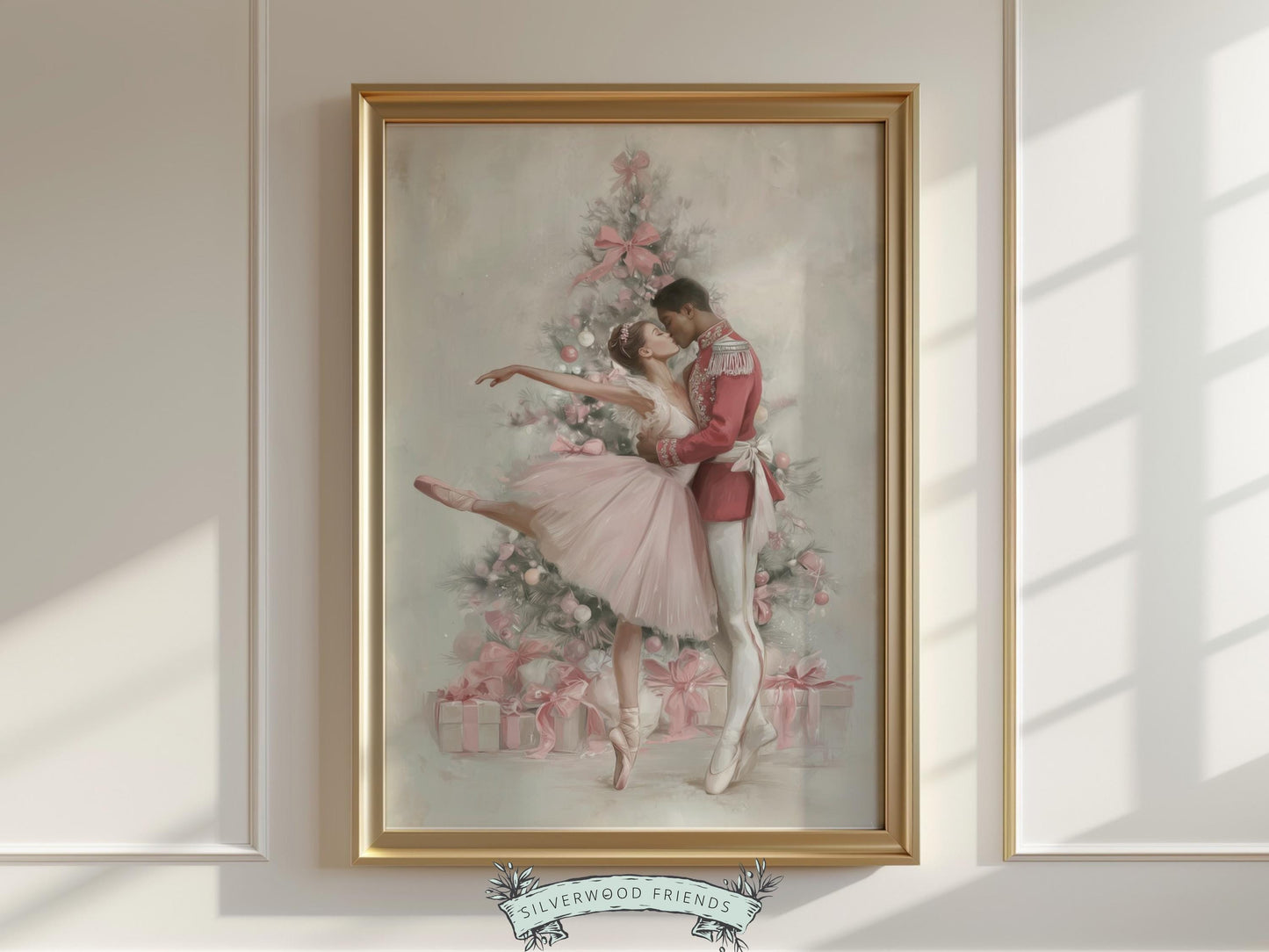 Nutcracker Ballet Christmas Print, Ballerina and Nutcracker Christmas Printable Wall Art Digital Download
