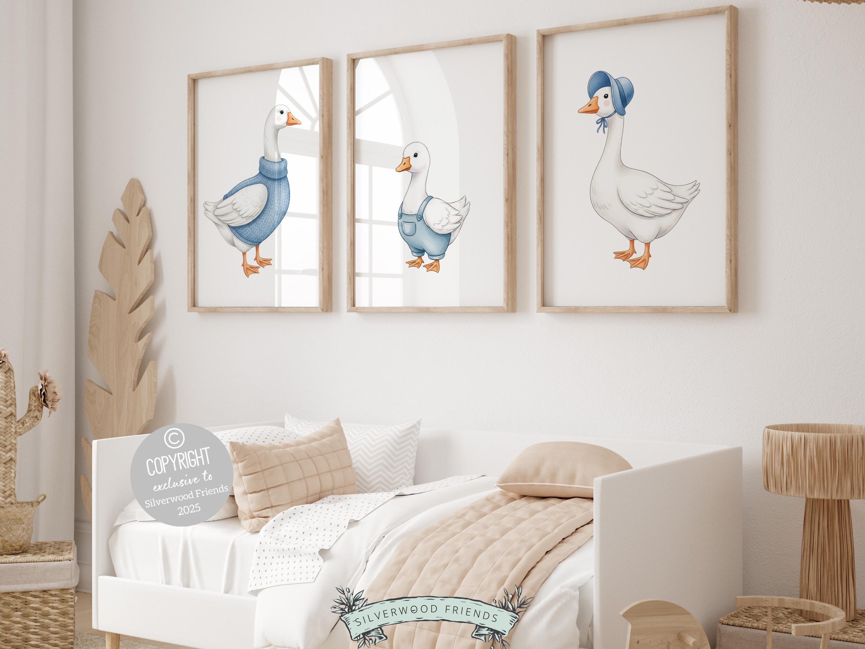 Set of 3 Goose Nursery Prints - Blue – Silverwood Friends