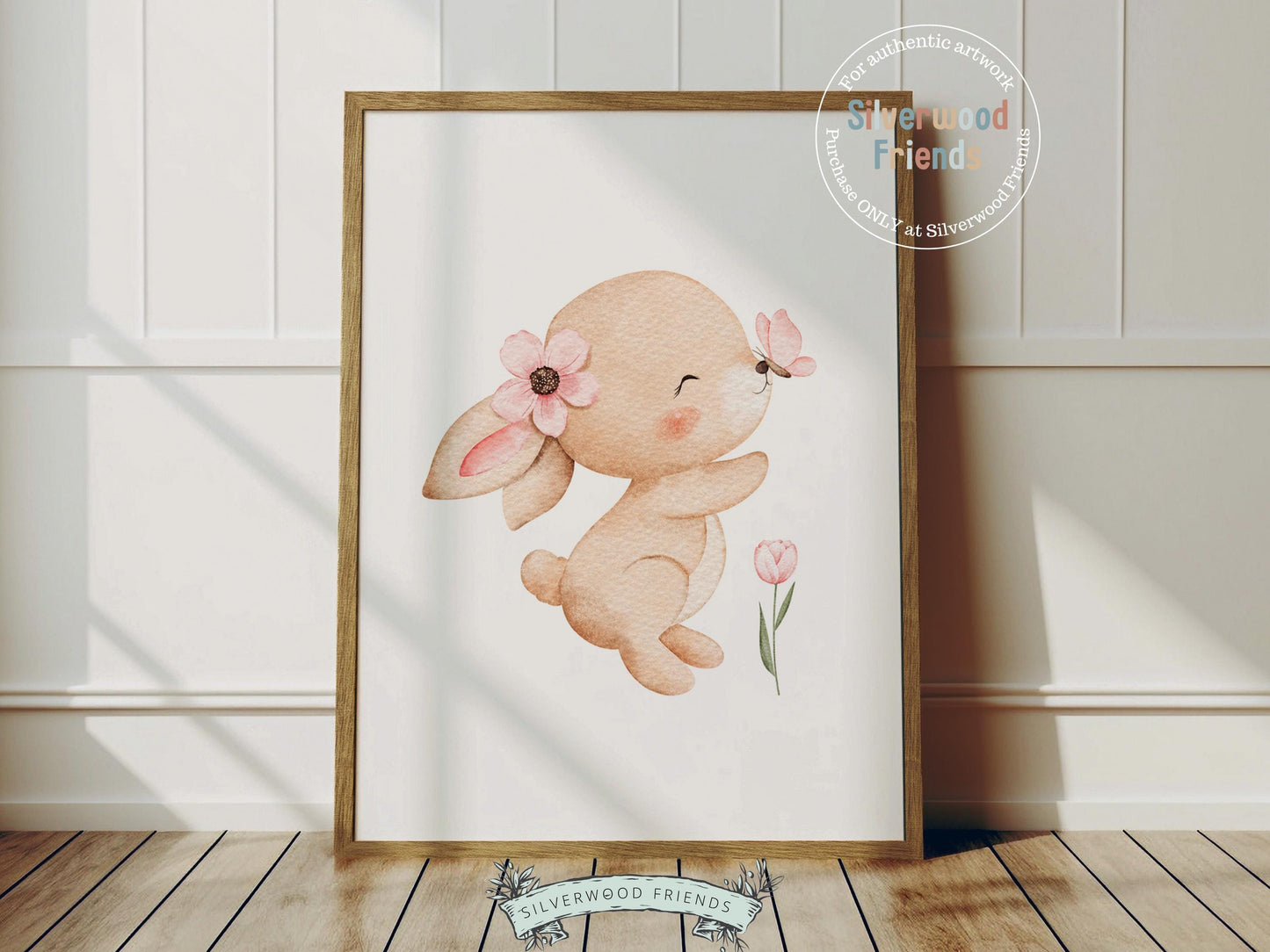 Baby Girls Bunny Nursery Prints, Baby Girl Woodland Bunny Butterfly Nursery Decor, Spring Nursery Wall Art,Easter Decor Poster Digital Print