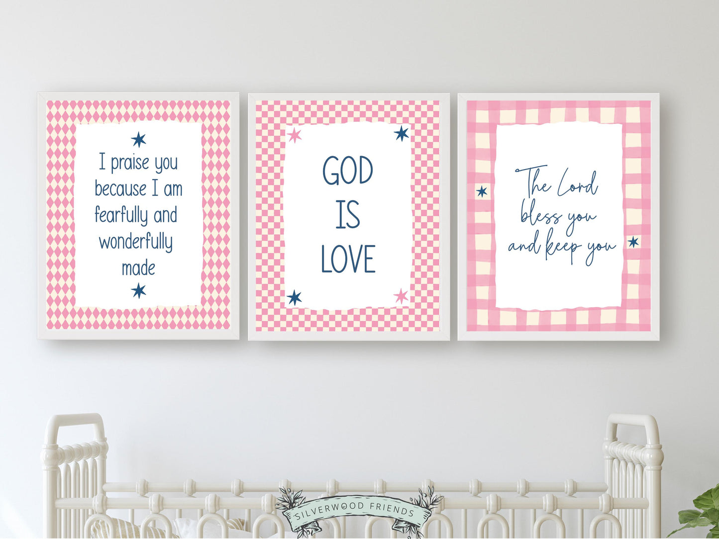 Christian Nursery Prints, Baby Girl Pink Bible Verse Nursery Decor, Faith Based Kids Room Decor, Motivational Bible Quotes, Digital Prints
