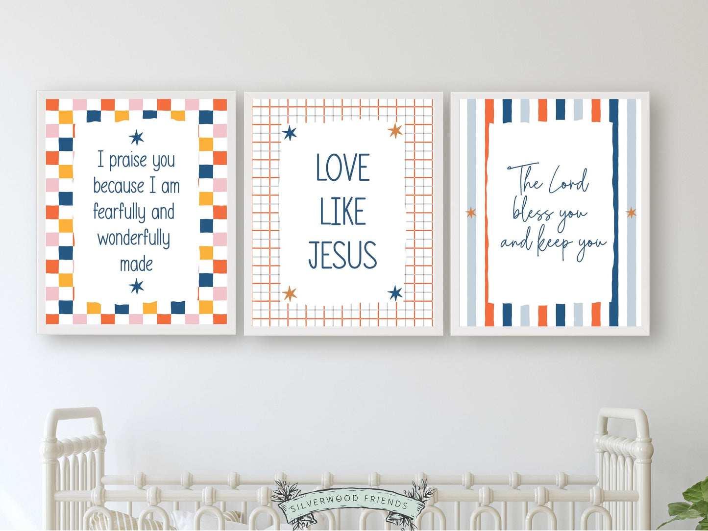 Set of 3 Christian Kids Wall Art Prints, Bible Verse Nursery Decor, Faith Based Kids Room Decor, Motivational Bible Quotes for Kids(Digital)