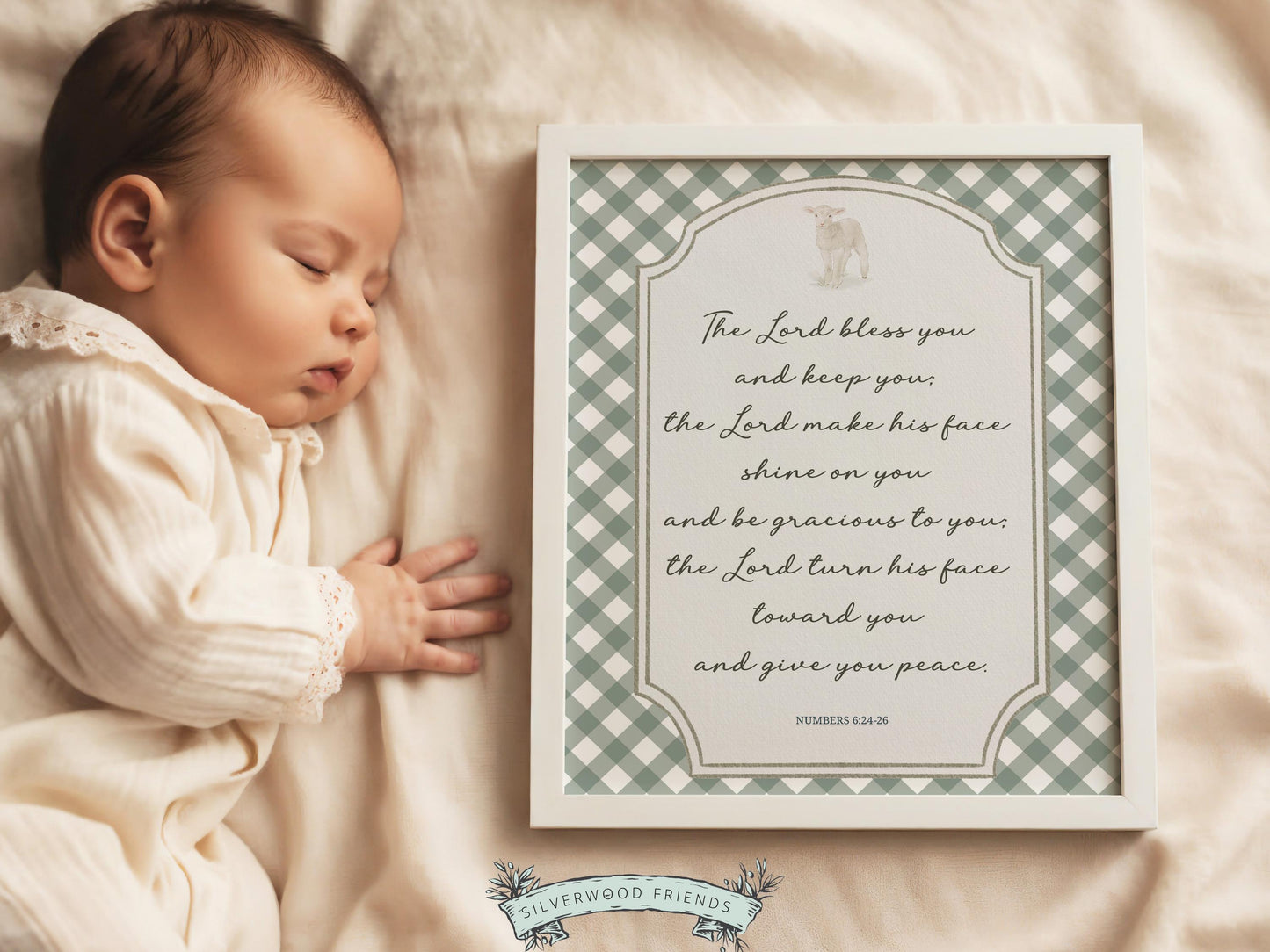 Christian Nursery Wall Art, The Lord Bless You Bible Verse Nursery Print, Farmhouse Scripture Wall Decor, Numbers 6:24-26 (Digital Download)