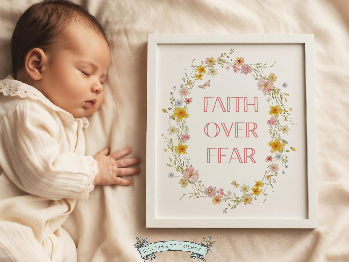 Child of God Floral Nursery Print, Baby Girl Christian Wildflower Nursery Wall Art, Christian Faith Scripture Wall Decor (Digital Download)