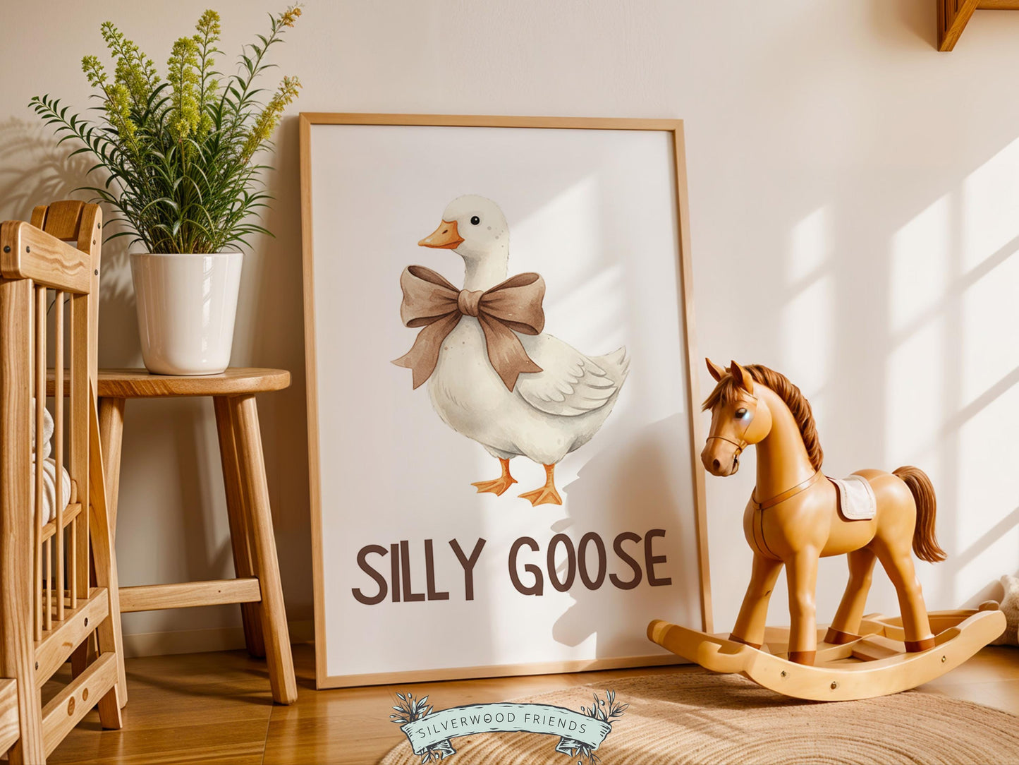 Silly Goose Cowgirl Nursery Print, Western Goose Nursery Decor, Baby Girl Country Western Farm Animal Nursery Wall Art (DIGITAL)