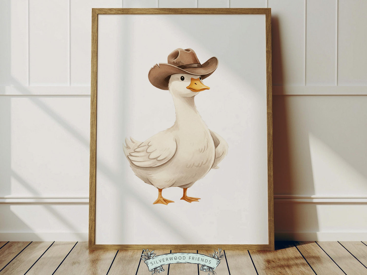 Set of 3 Silly Goose Nursery Prints, Beige Duck Nursery Decor, Gender Neutral Western Nursery Wall Art, Digital Download