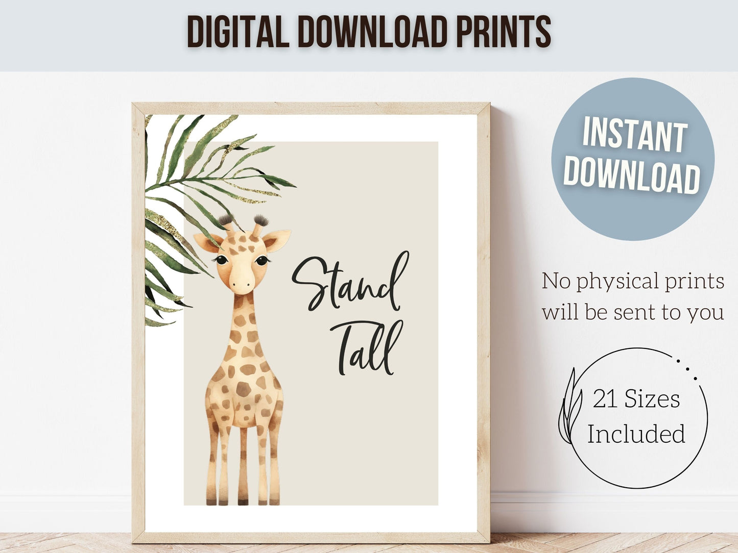 Safari Jungle Animal Nursery Prints, Safari Nursery Decor, Unisex Newborn Gift,Giraffe Elephant Zebra Tiger Lion Leopard Quote Digital Print
