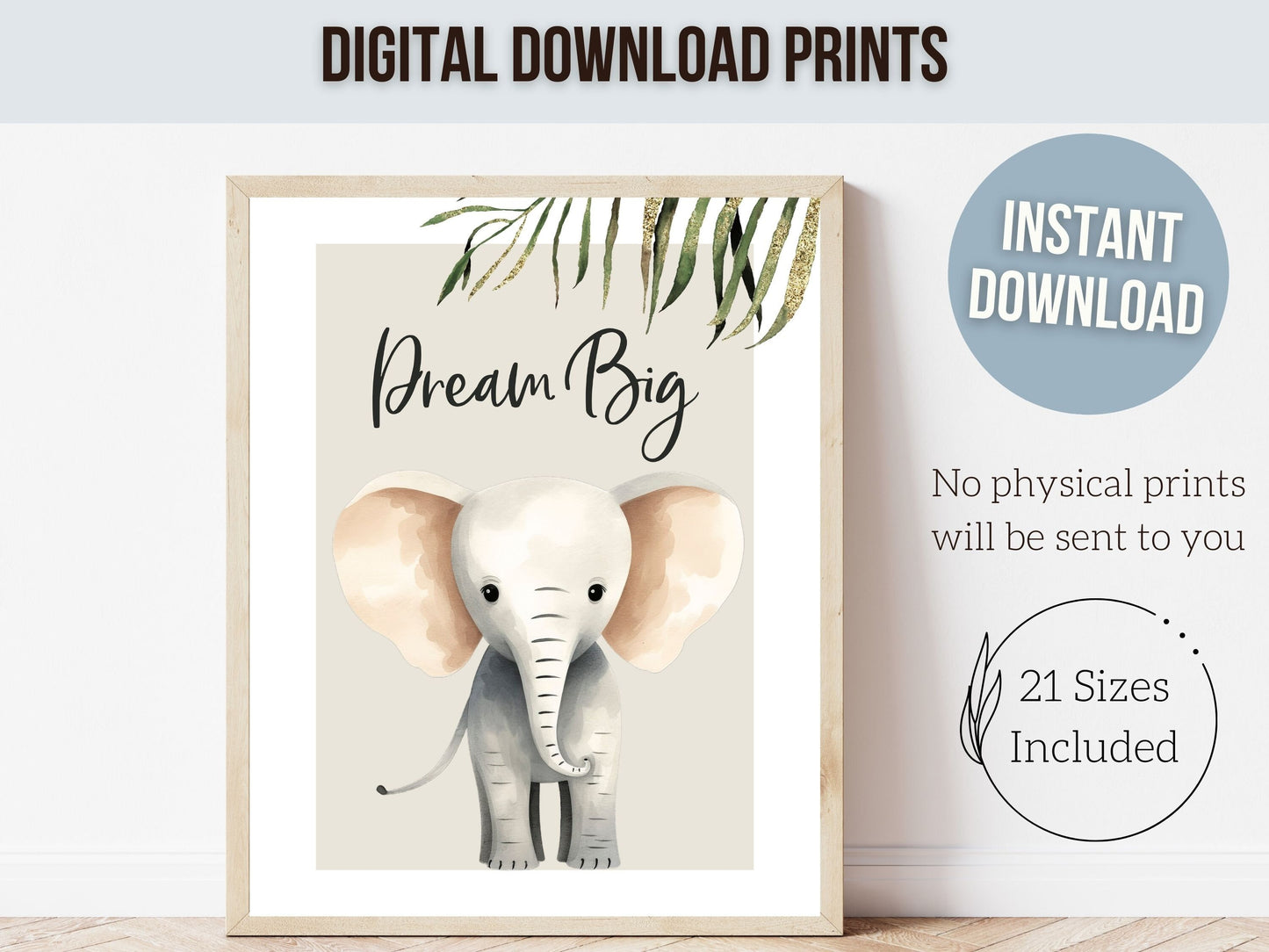 Safari Jungle Animal Nursery Prints, Safari Nursery Decor, Unisex Newborn Gift, Neutral Nursery Giraffe Elephant Lion Quote Digital Print