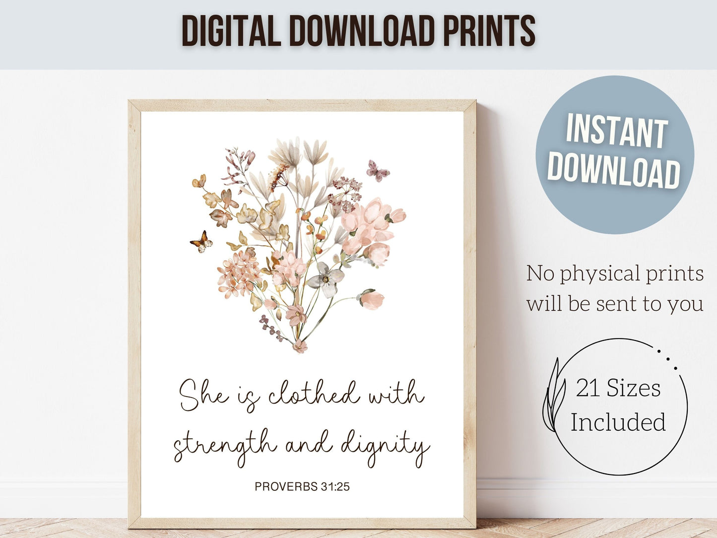 Christian Nursery Wall Art, Wildflower Nursery Bible Verse Print, Modern Christian Art, Botanical Scripture Printable,Proverbs Digital Print