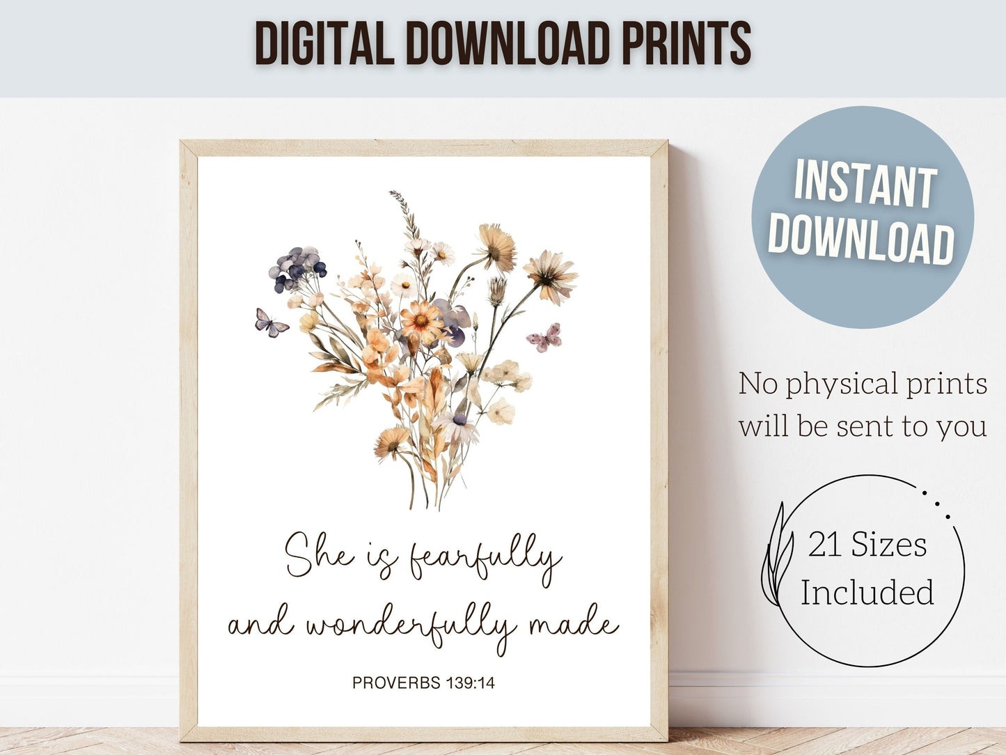 Wildflower Nursery Bible Verse Print, Christian Nursery Wall Art, Modern Christian Art, Botanical Scripture Printable, Baby Girl Room Decor