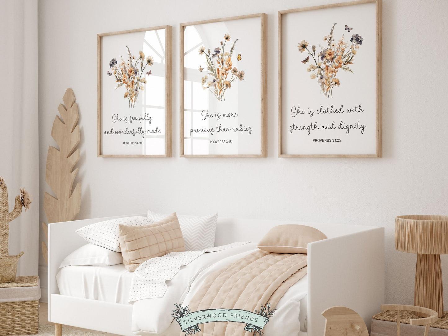 Wildflower Nursery Bible Verse Print, Christian Nursery Wall Art, Modern Christian Art, Botanical Scripture Printable, Baby Girl Room Decor