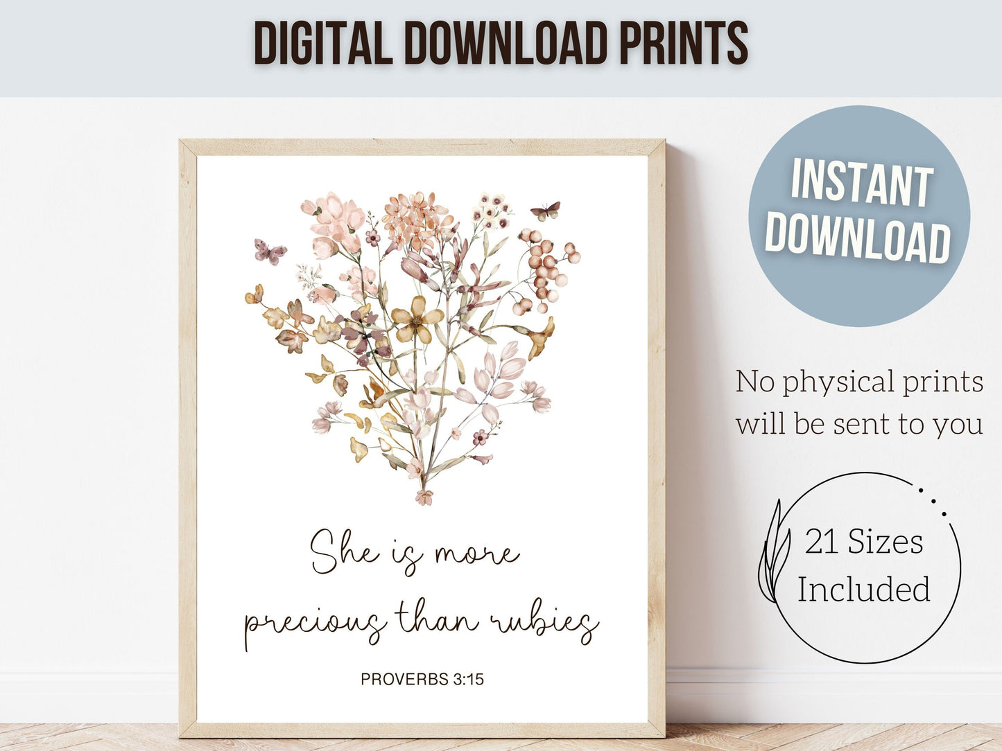 Wildflower Nursery Bible Verse Print, Christian Nursery Wall Art, Modern Christian Art, Botanical Scripture Printable,Baby Boho Floral Decor