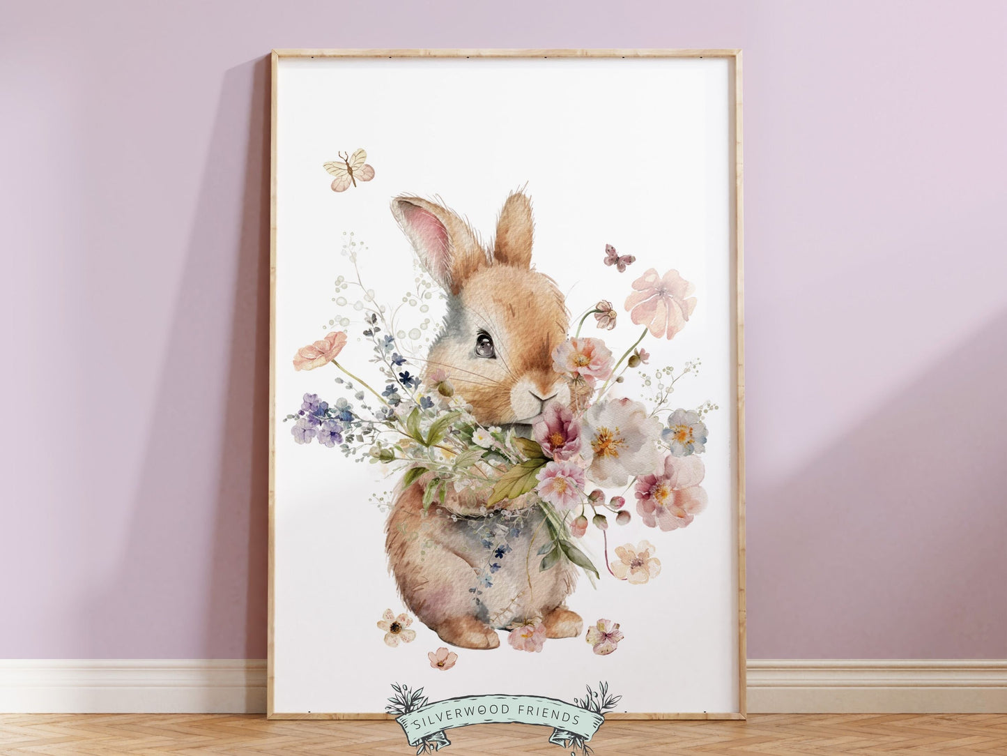 Bunny Nursery Print, Floral Bunny Nursery Wall Art, Wildflower Nursery Decor, Girl Nursery Bedroom Print, Wild Flower Nursery Digital Print