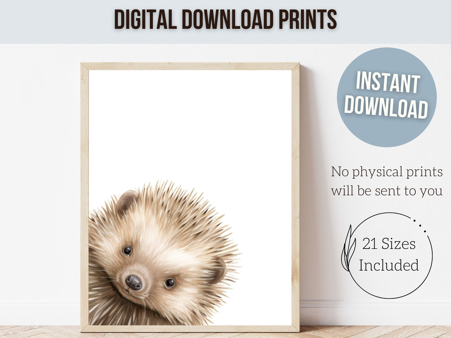 Peeking Animal Nursery Print, Woodland Nursery Decor, Neutral Nursery Decor, Hedgehog Nursery Wall Art,Woodland Animal Nursery Digital Print