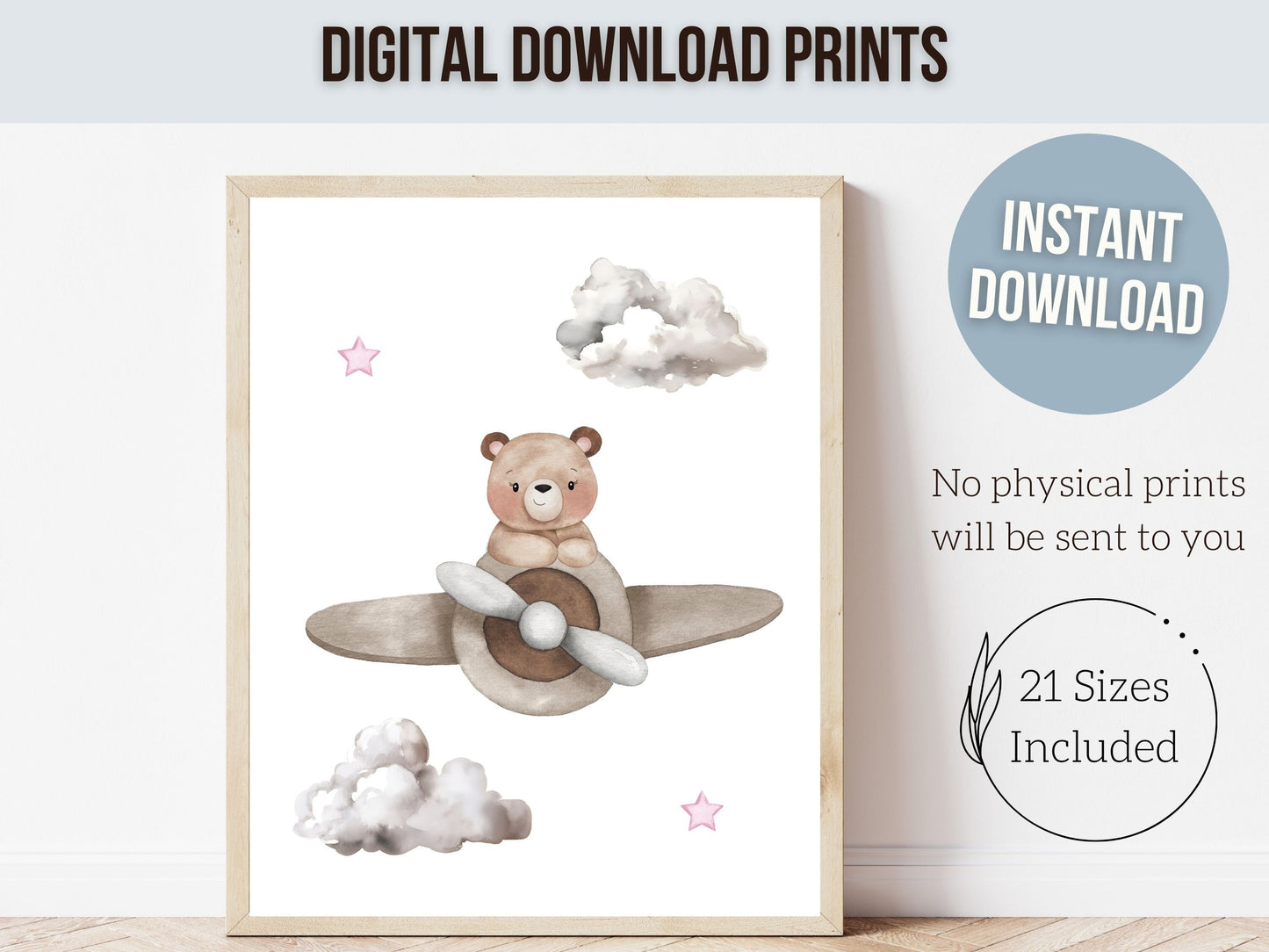 Baby Girls Teddy Bear Nursery Prints, Beige Nursery Wall Art, Girls Adventure Nursery Gift, Baby Girl Teddy Bear Nursery Decor Digital Print