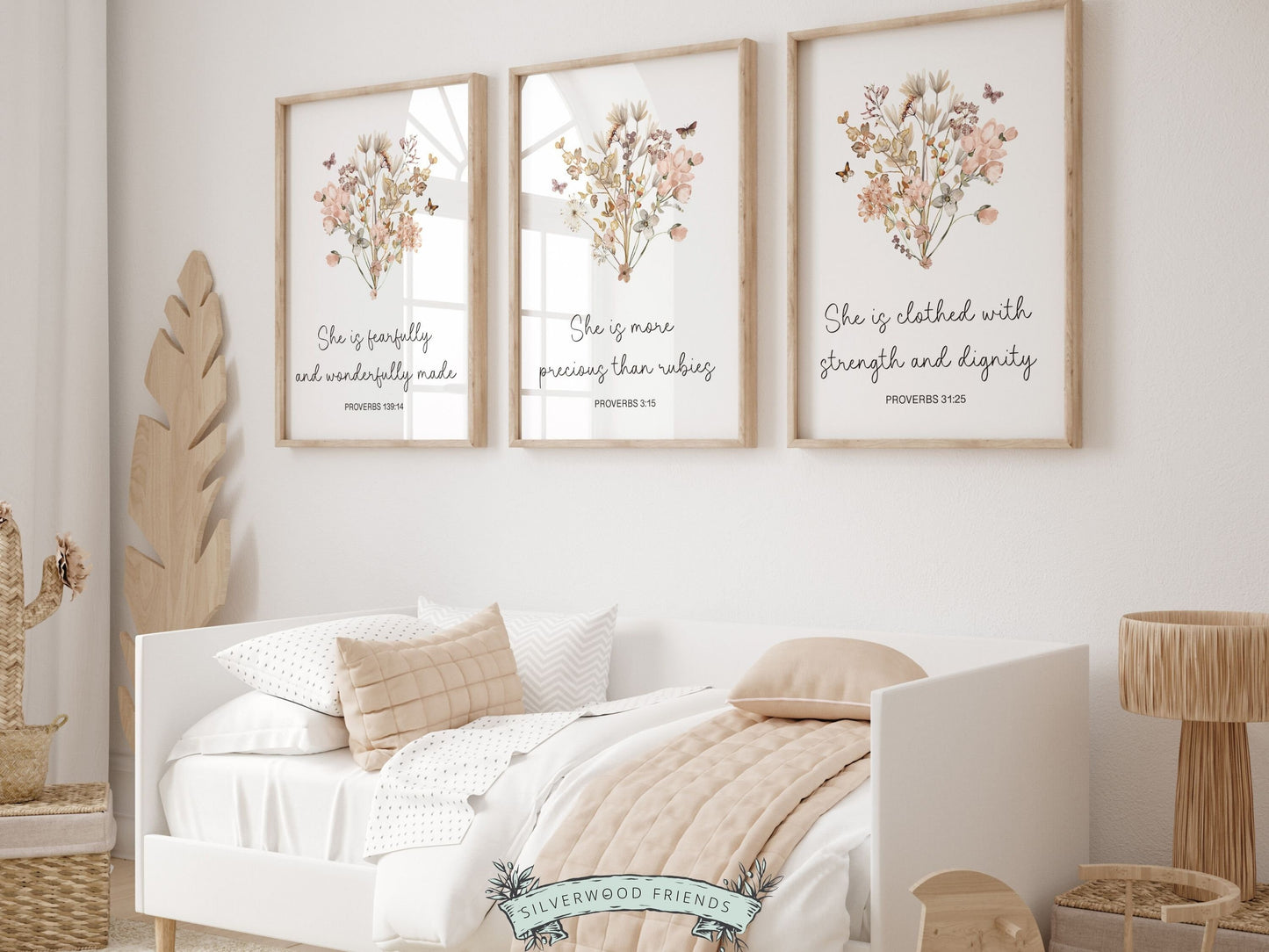 Christian Nursery Wall Art, Wildflower Nursery Bible Verse Print, Modern Christian Art, Botanical Scripture Printable,Proverbs Digital Print
