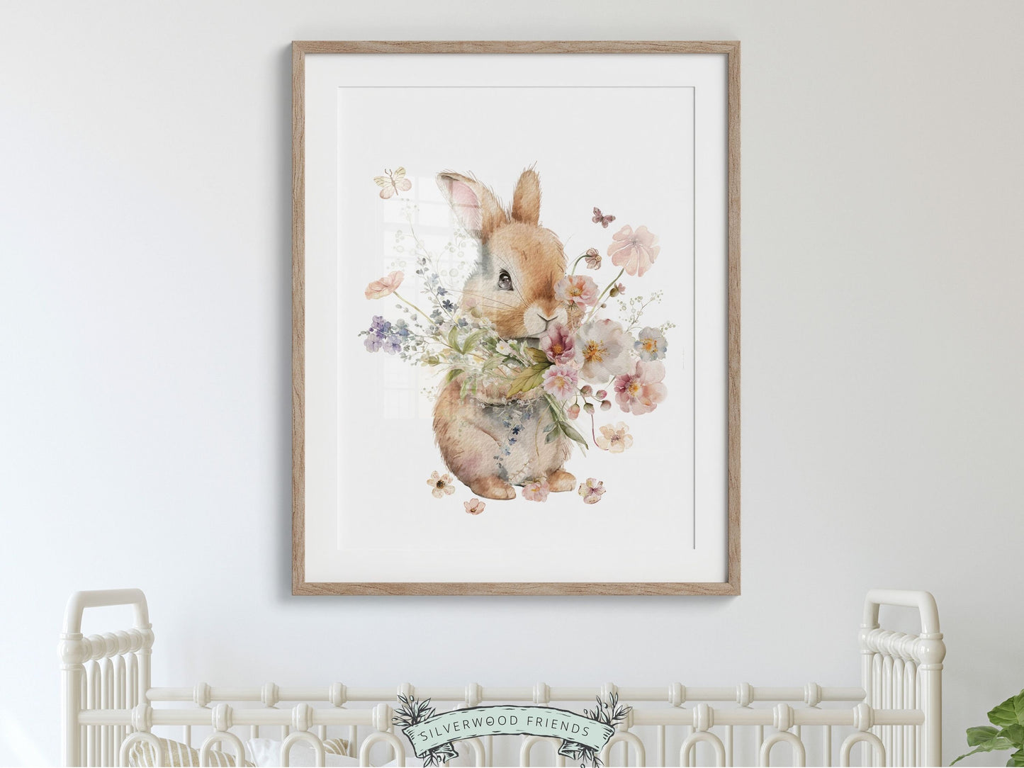 Our gorgeous Bunny Nursery Print with watercolor bunny rabbit, wildflowers and butterflies are part of our BEST SELLING bunny nursery collection, and are perfect for your little girls nursery decor and also makes an adorable baby shower gift.