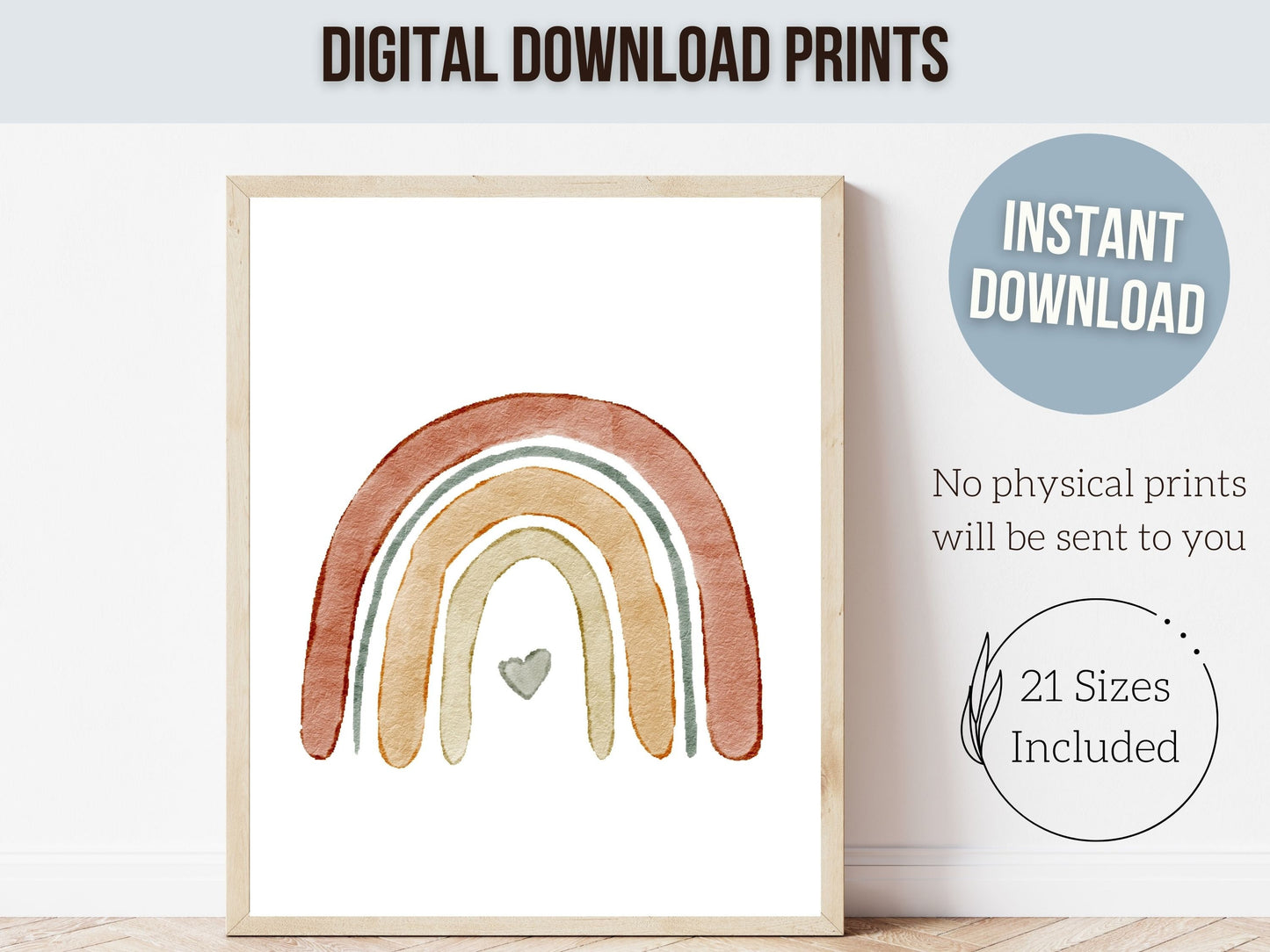Boho Rainbow Nursery Prints, Gender Neutral Boho Rainbow Nursery Decor, Kids Room Decor, Earthy Nursery, Celestial Nursery Digital Print