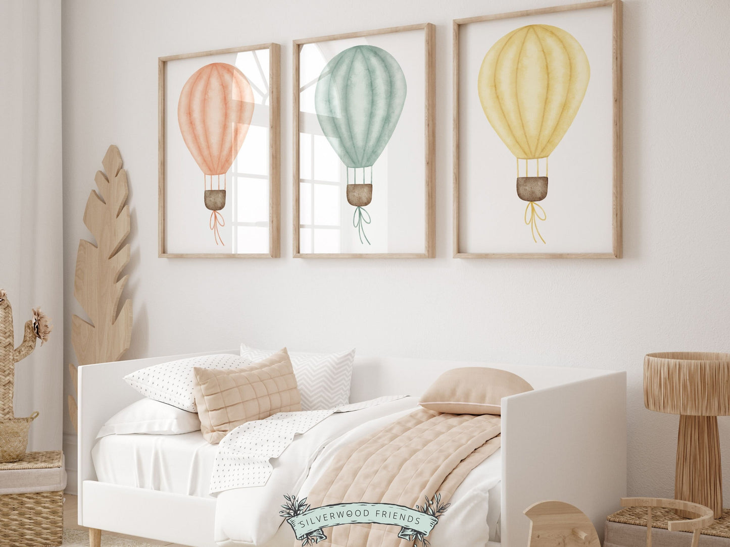 Hot Air Balloon Nursery Printable Prints, Baby Girl Nursery Prints, Newborn Baby Girl Gift, Girls Adventure Nursery Wall Decor Digital Print