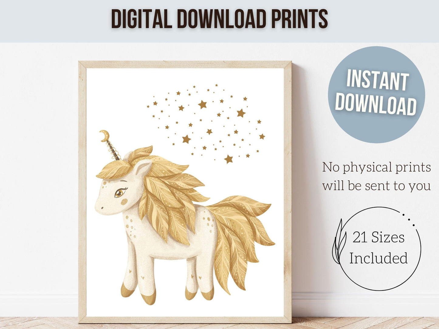 Unicorn Nursery Prints, Baby Girl Nursery Print, Unicorn Moon Nursery Decor, Newborn Boho Baby Shower Gift, Fairytale Nursery Digital Prints