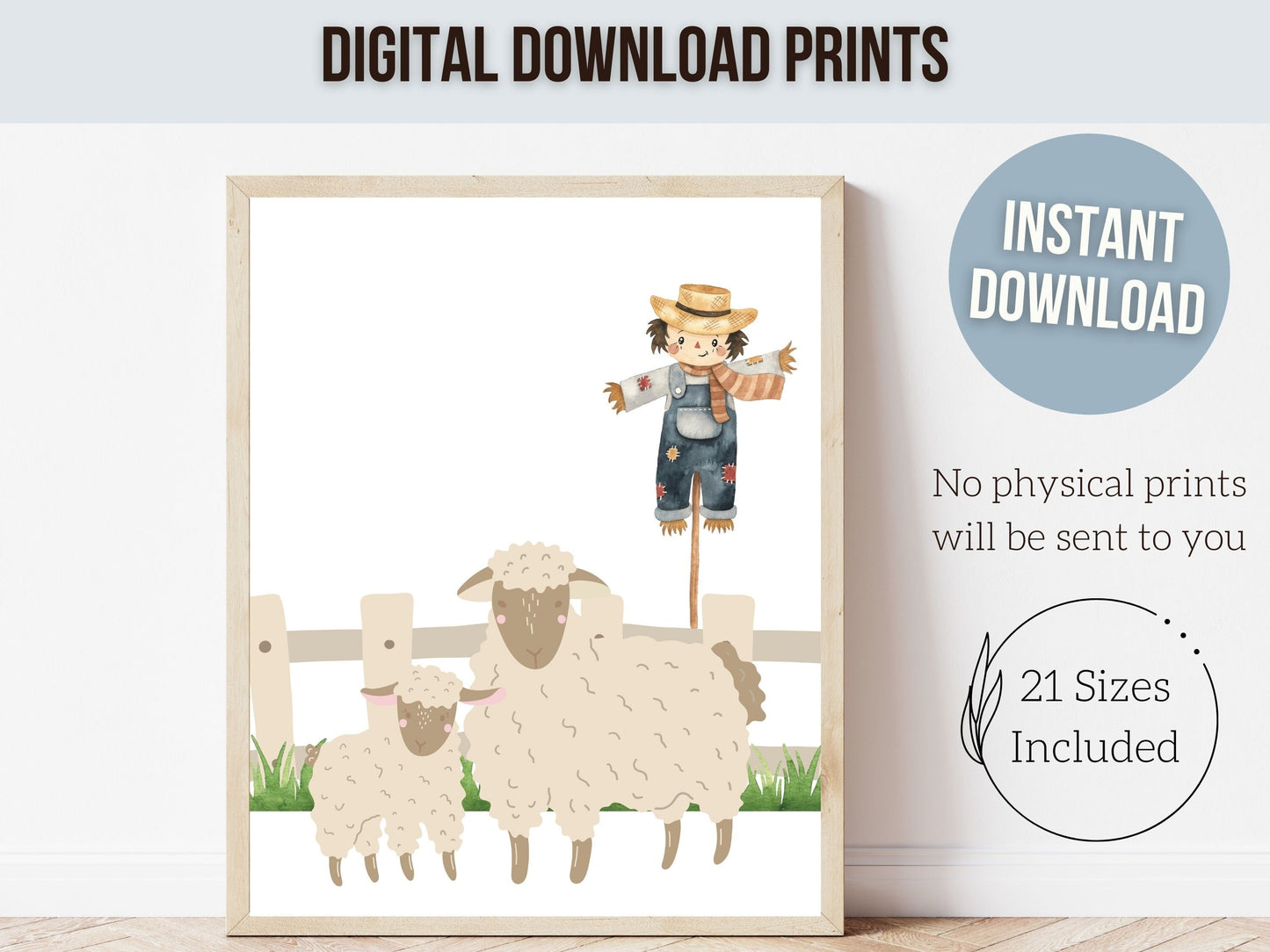 Cute Baby Farm Animal Nursery Prints, Neutral Farm Animal Nursery Wall Decor, Farmyard Nursery Prints, Farm Baby Shower Gift, Digital Print