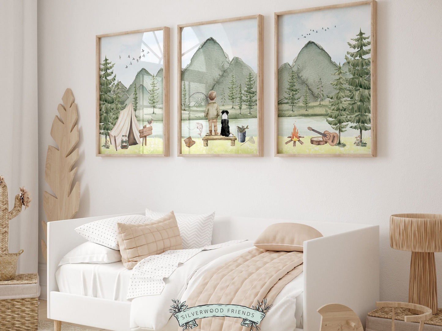 Fishing Nursery Wall Art, Boys Fishing Nursery Decor, Woodland Camping Nursery Decor, Fish Print, Boys Gone Fishing Nursery Digital Prints