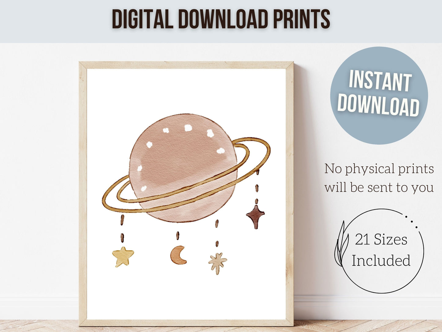 Celestial Nursery Print, Gender Neutral Boho Rainbow Nursery Decor, Earthy Nursery Kids Room Decor, Star Cloud Rainbow Nursery Digital Print