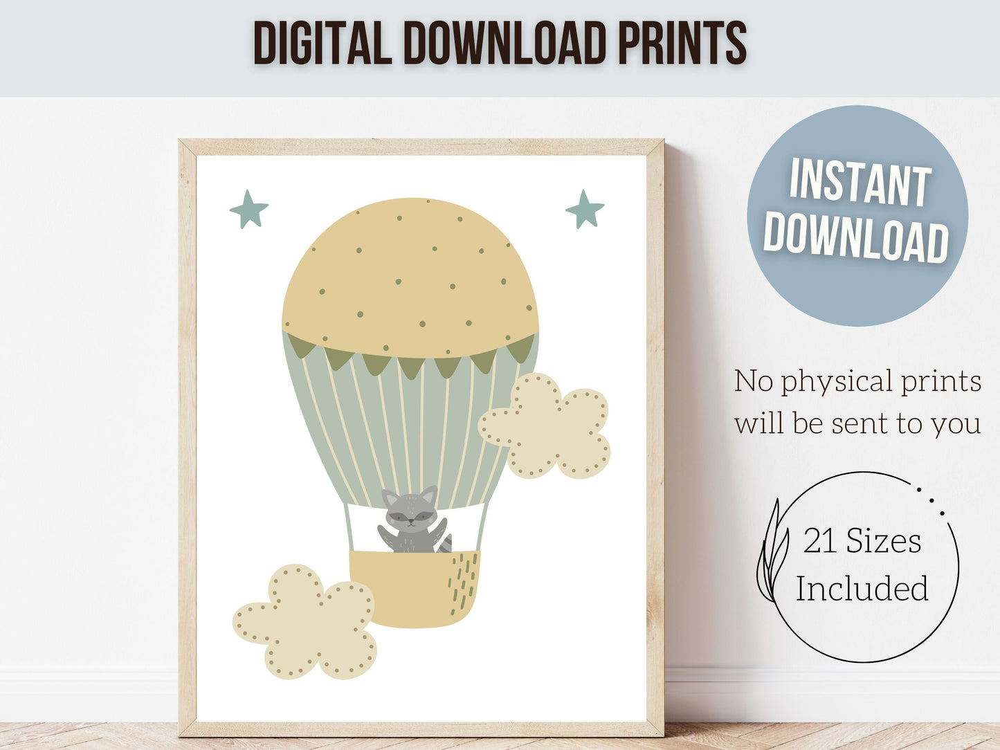 Woodland Transport Nursery Prints, Airplane Nursery Decor, Hot Air Balloon Nursery Print, Boys Nursery Decor, Baby Boy Nursery Digital Print