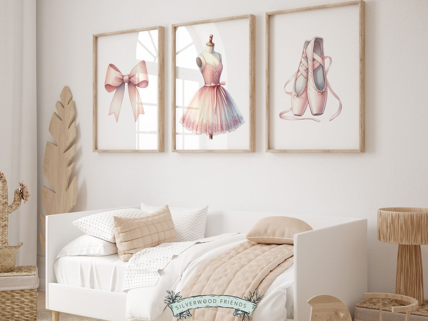 Pink Ballet Nursery Prints, Ballerina Nursery Decor, Baby Girl's Nursery Wall Art, Newborn Ballet Gift, Ballet Shoes Bow Tutu Digital Prints