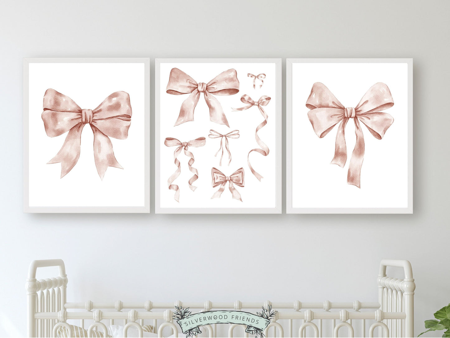 Set of 3 Pink Bow Prints, exuding a perfect blend of preppy charm and balletcore elegance. These delightful prints are a versatile addition to any room, whether youre styling a preppy dorm room or enhancing your baby girls nursery decor.